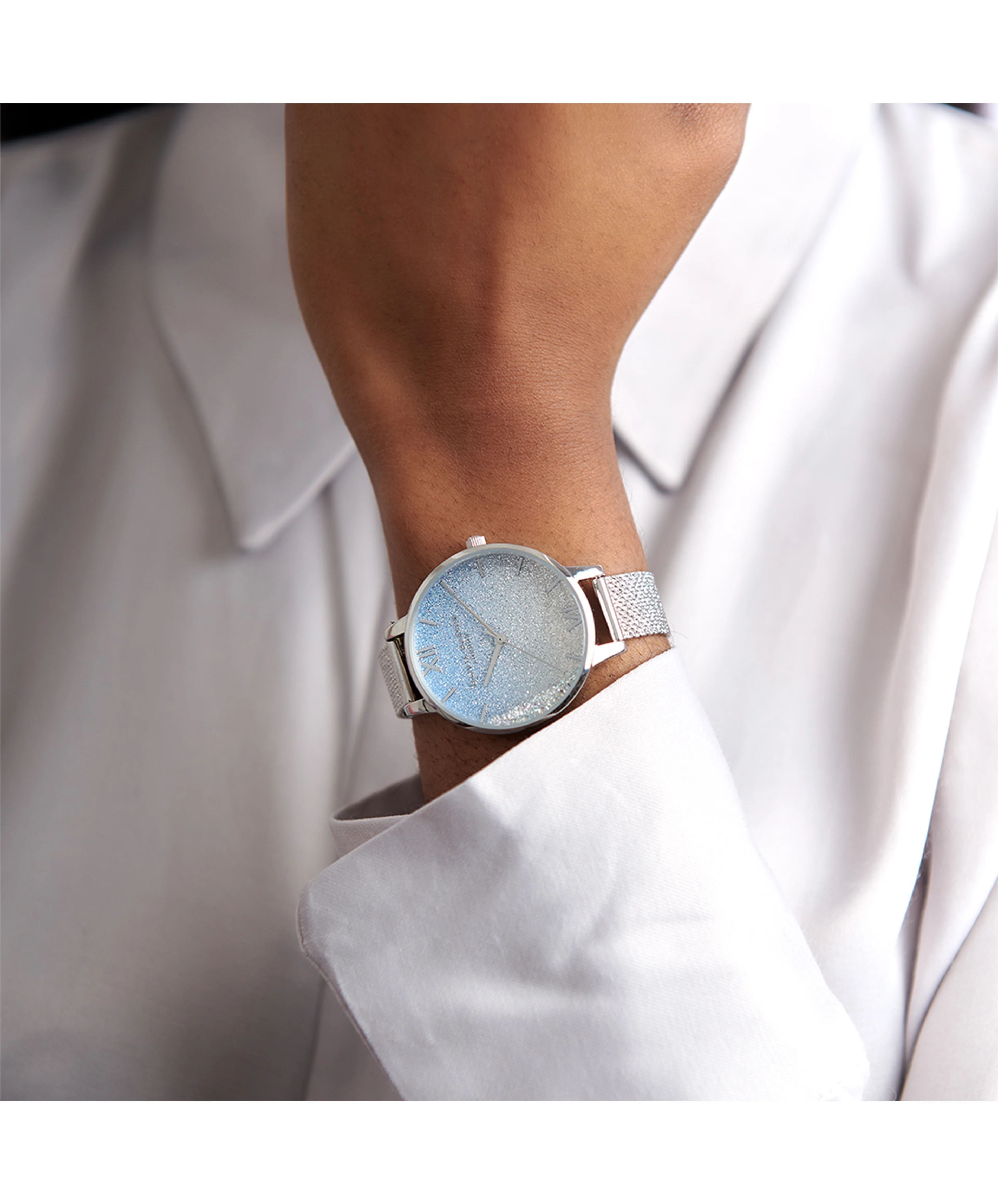 Olivia Burton Blue Silver/ Gltr Watch