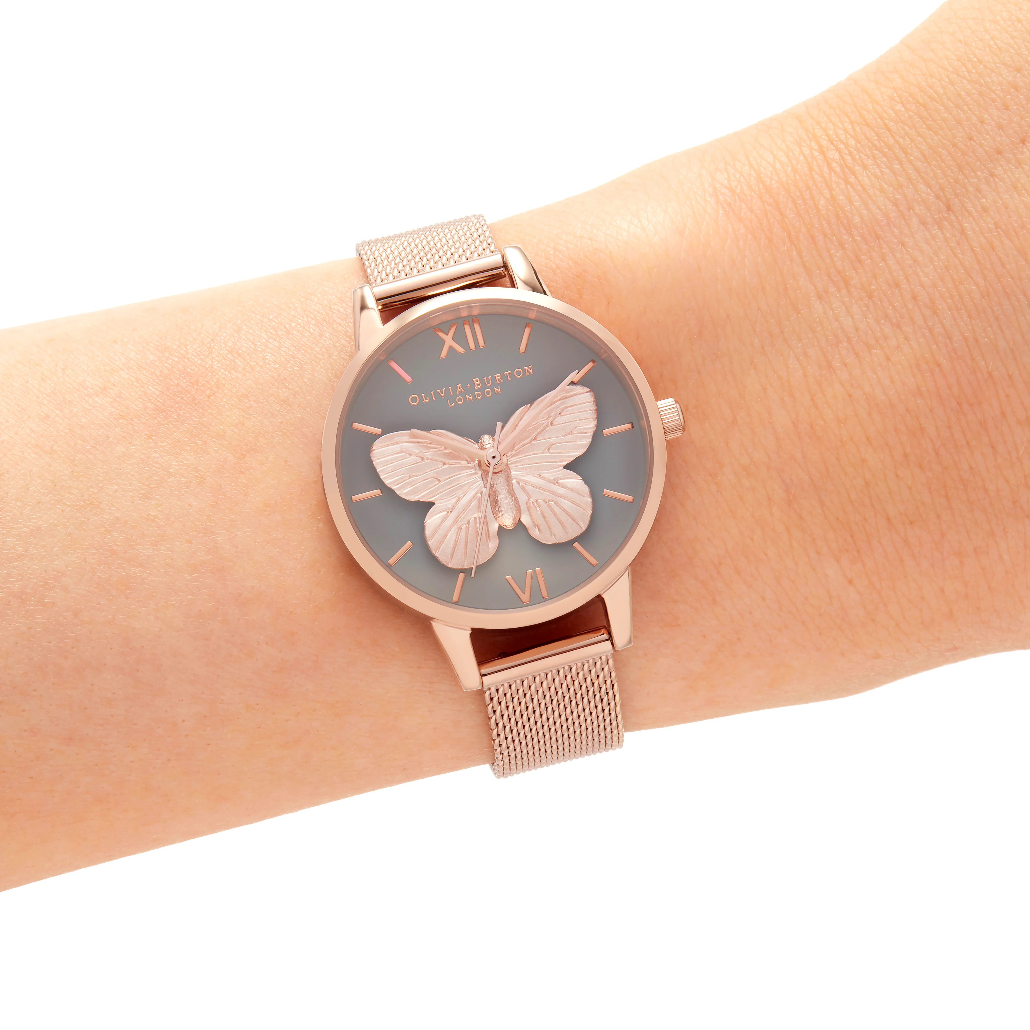 Olivia Burton Grey/ Butterfly Watch-OB16MB28
