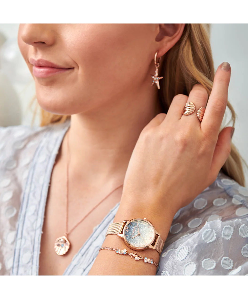 Olivia Burton Rose Gold EarRing-OBJSCE35