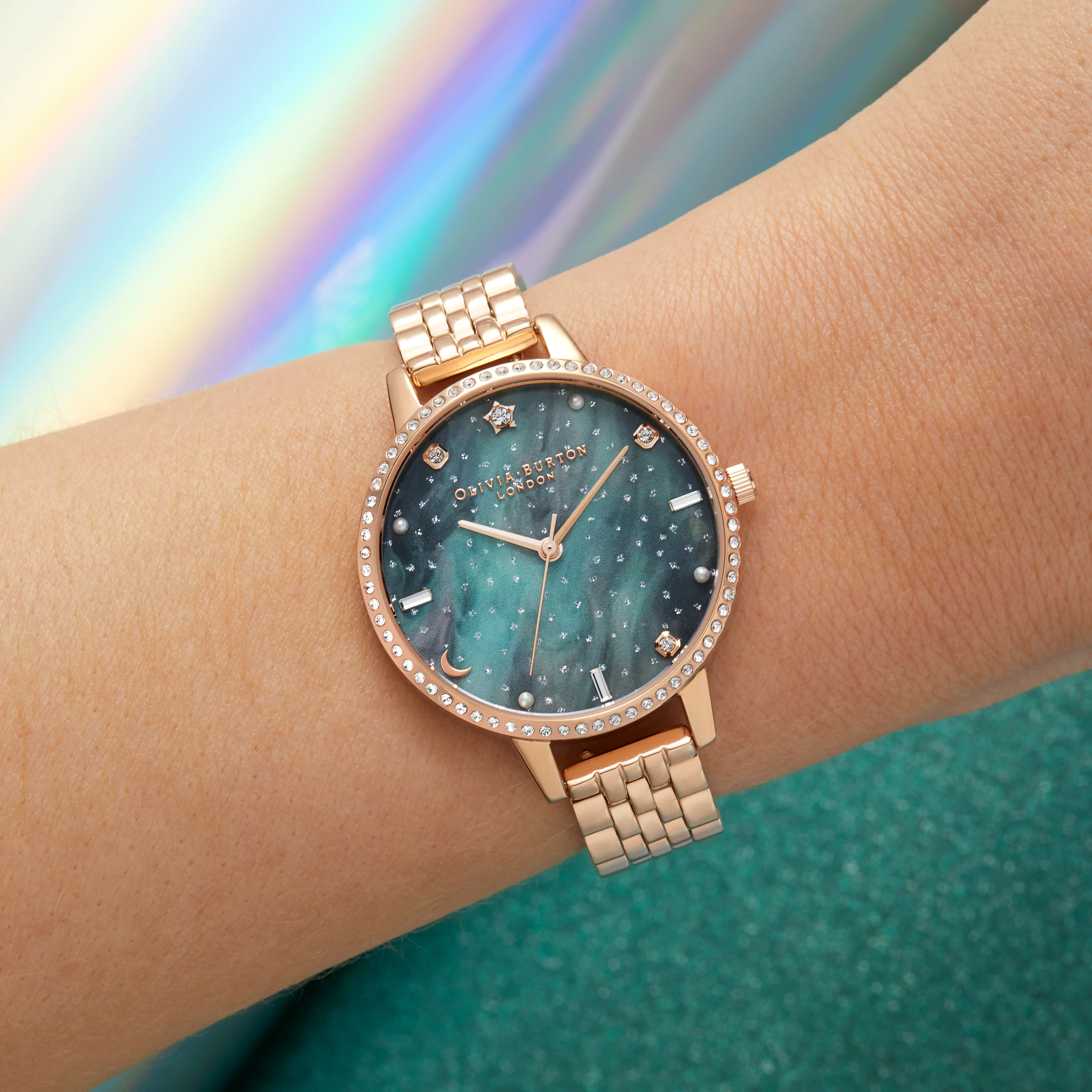 Olivia Burton Silver/ Rsin/ Stone Watch