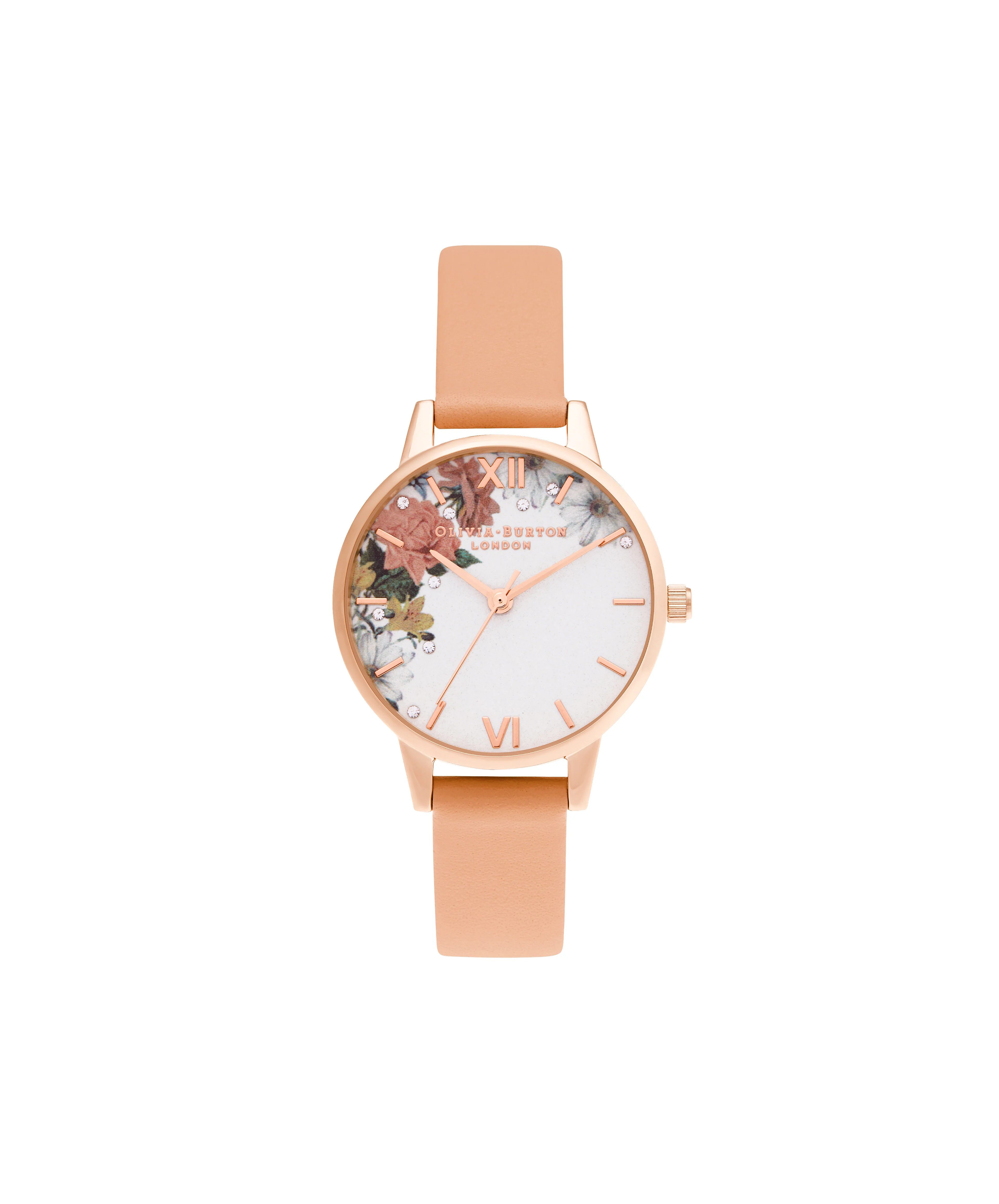 Olivia Burton White/ Floral/ Stone Watch-OB16BF30