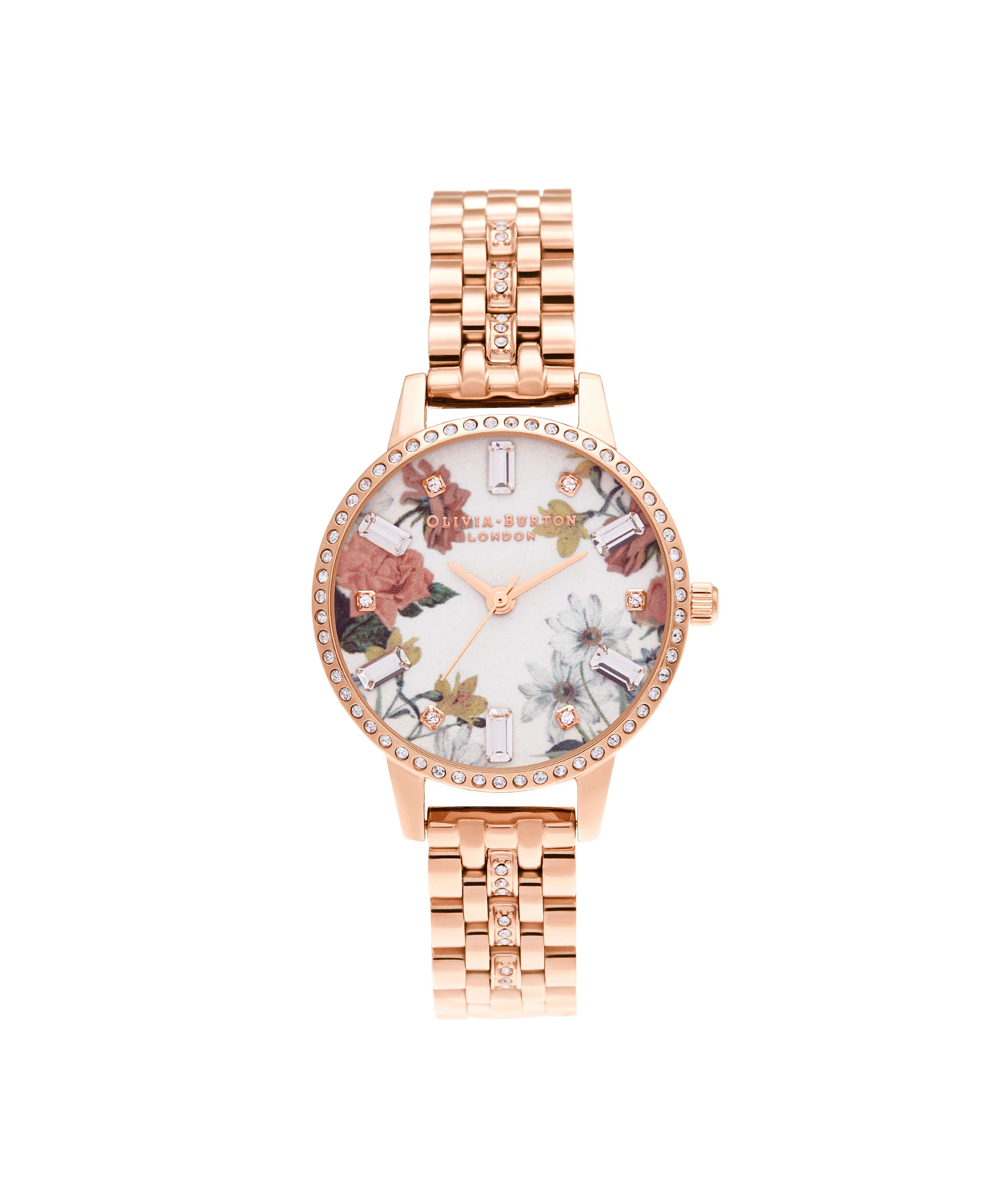 Olivia Burton White/ Floral/ Stone Watch-OB16BF34