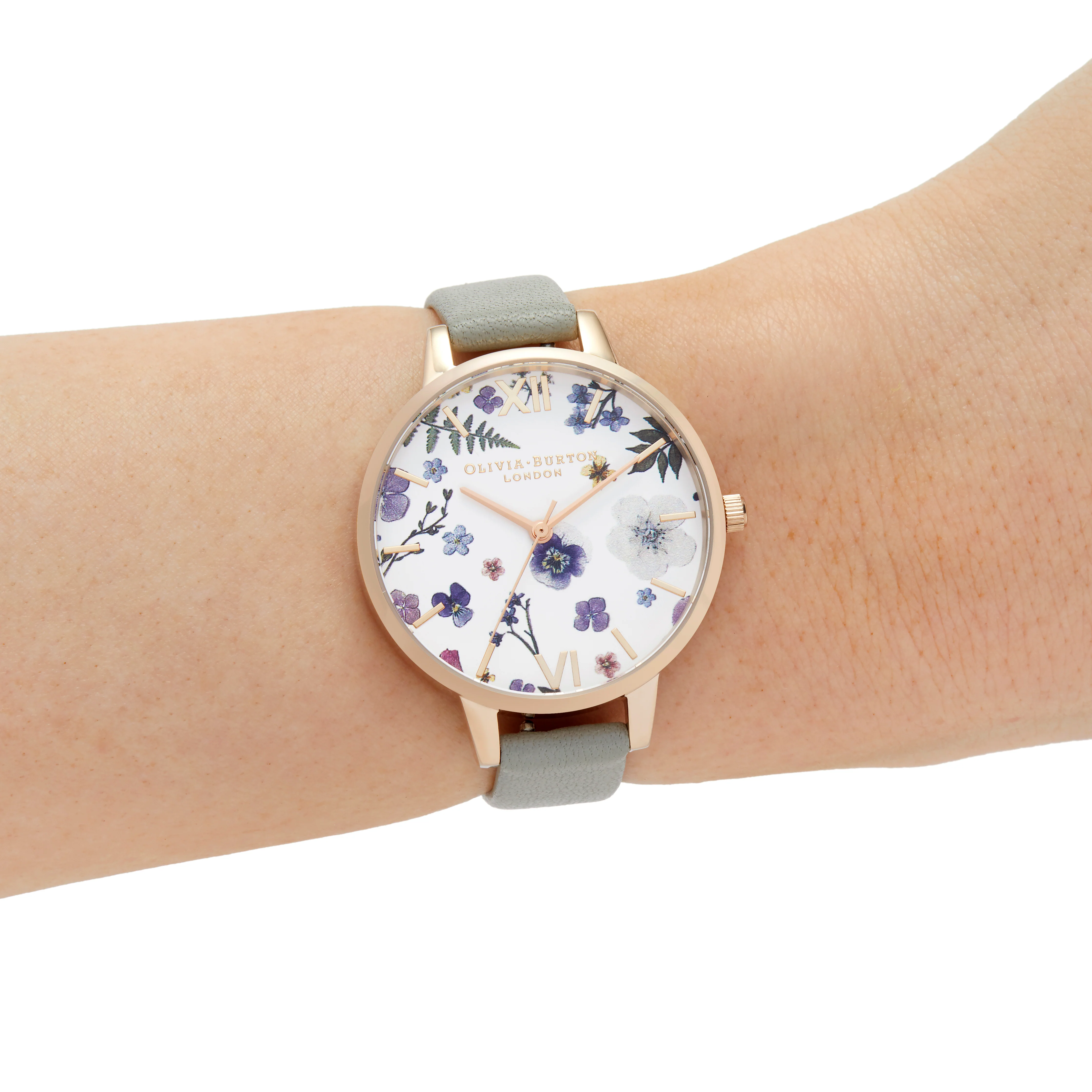 Olivia Burton White/ Floral Watch-OB16AR10