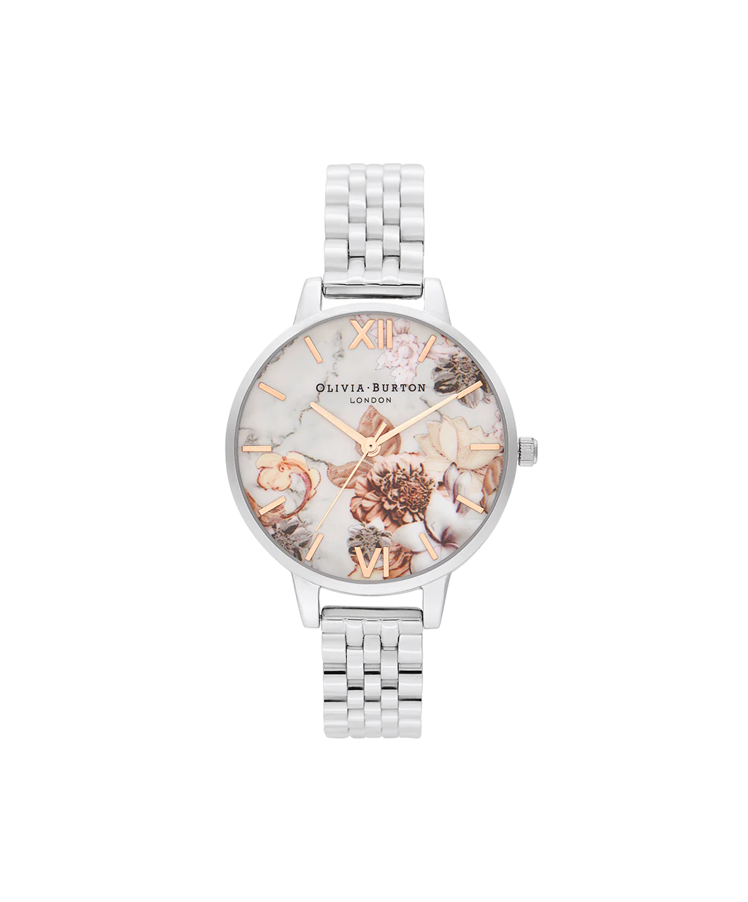 Olivia Burton White/ Floral Watch-OB16CS31