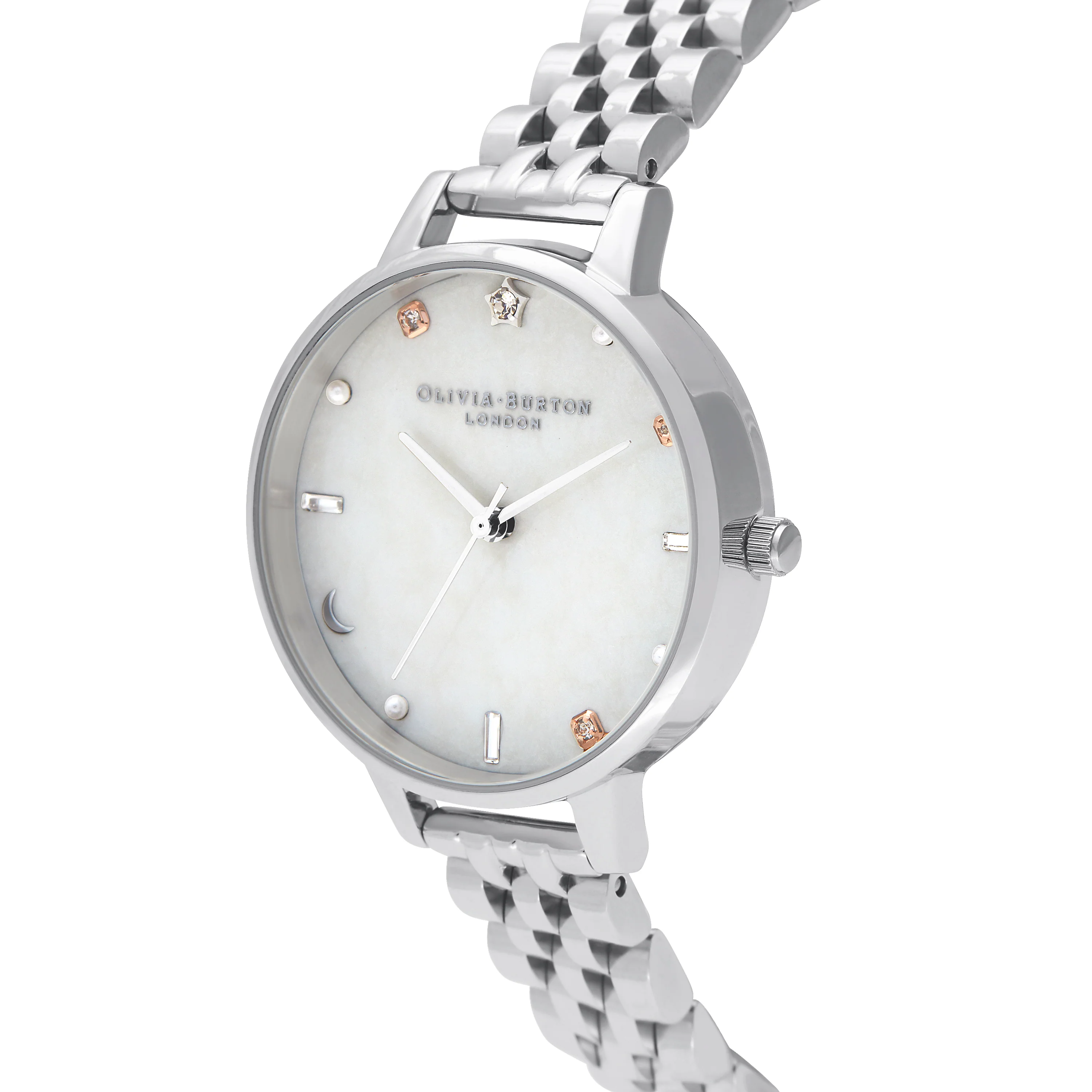 Olivia Burton White/ Stone Watch-OB16GD30