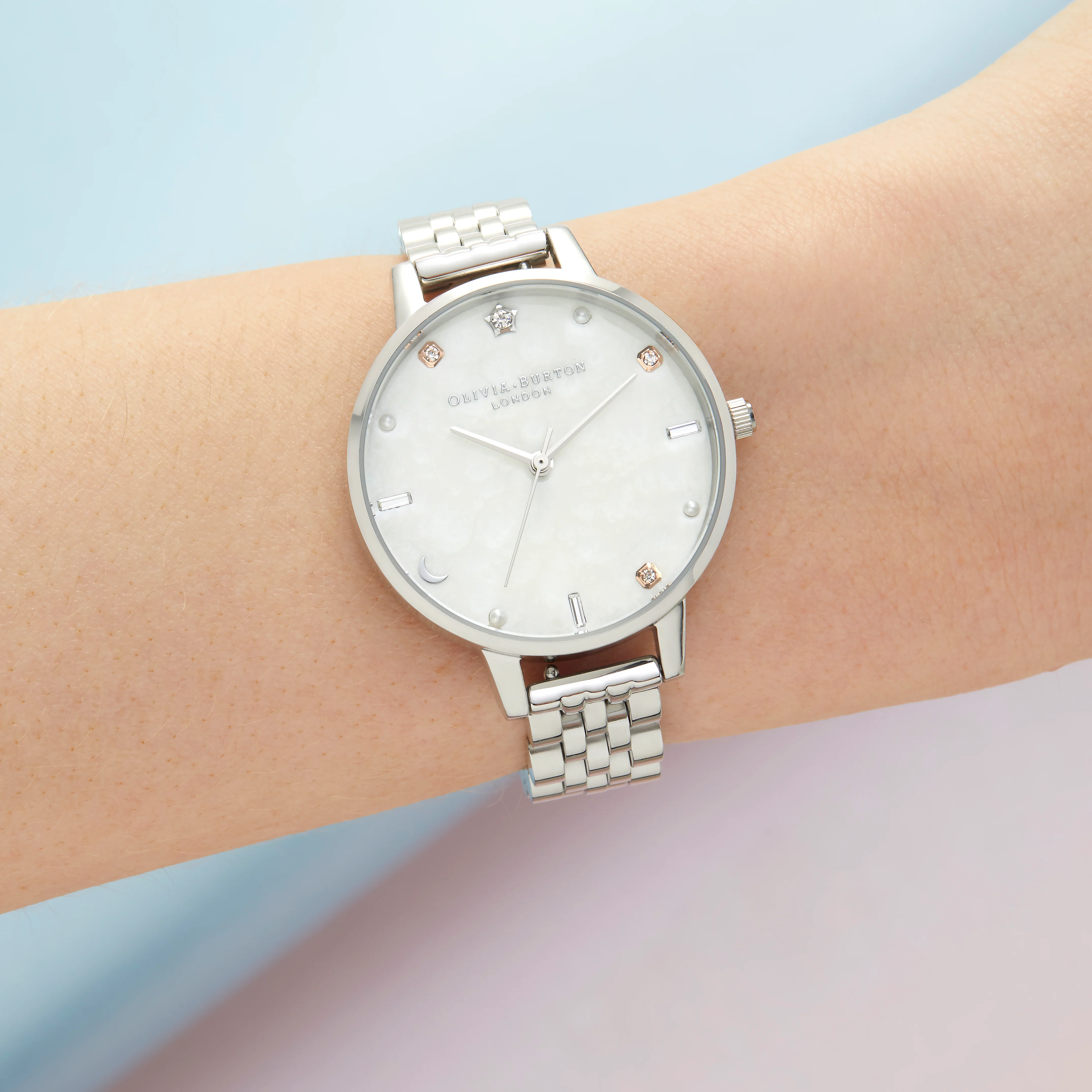 Olivia Burton White/ Stone Watch-OB16GD30