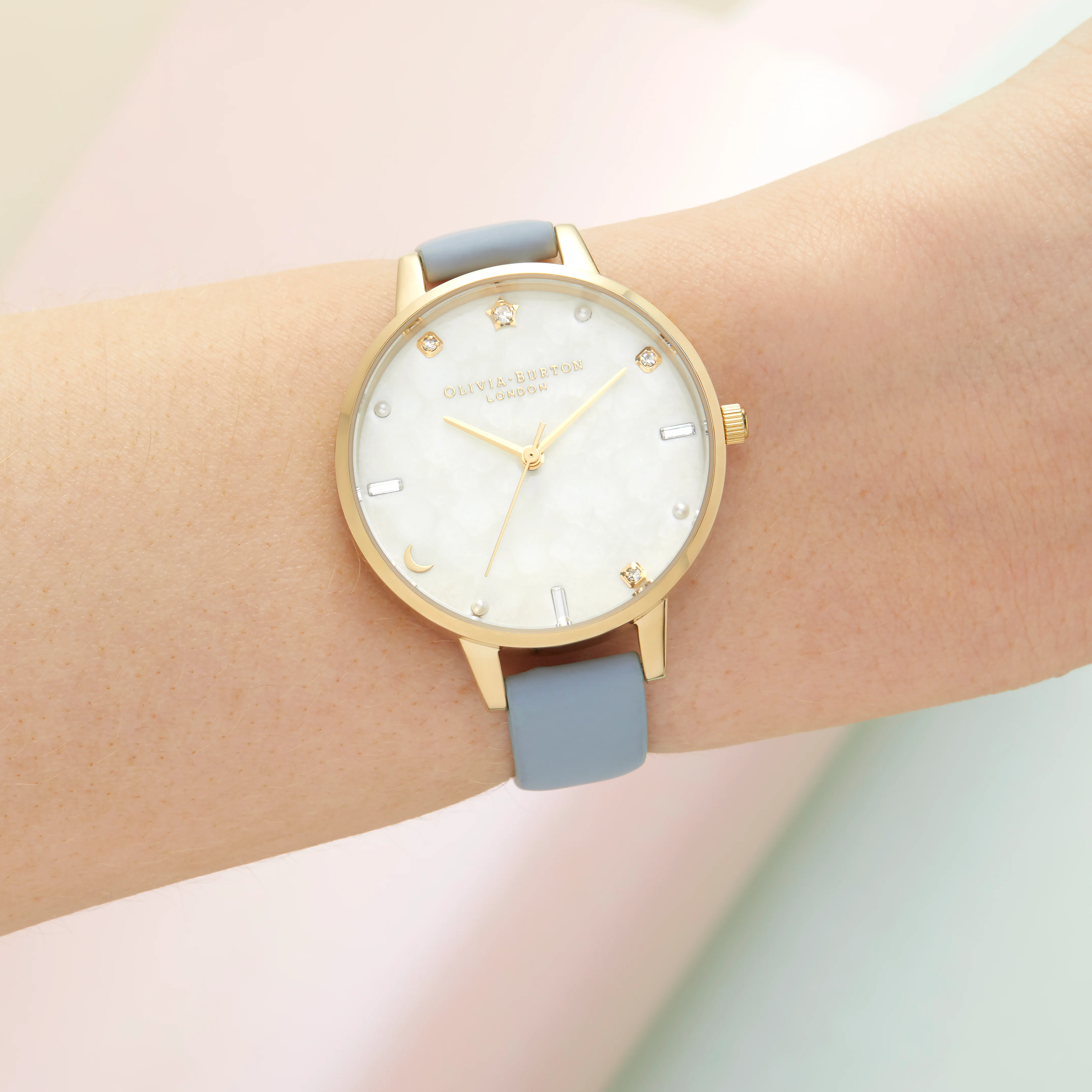Olivia Burton White/ Stone Watch-OB16GD31