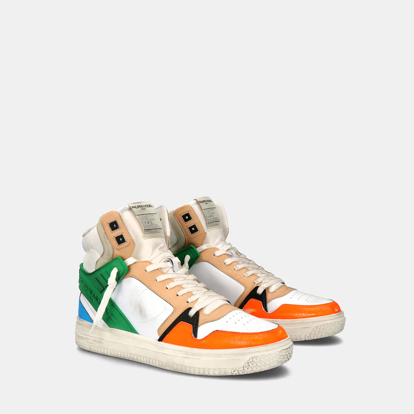 Philippe Model La Grande High Man LGHUVP01 Veau Orange Men"s Sneakers