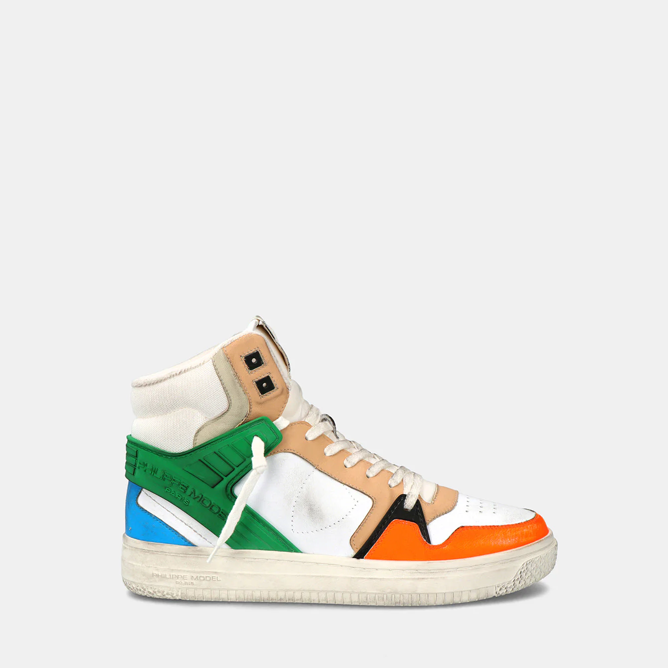 Philippe Model La Grande High Man LGHUVP01 Veau Orange Men"s Sneakers