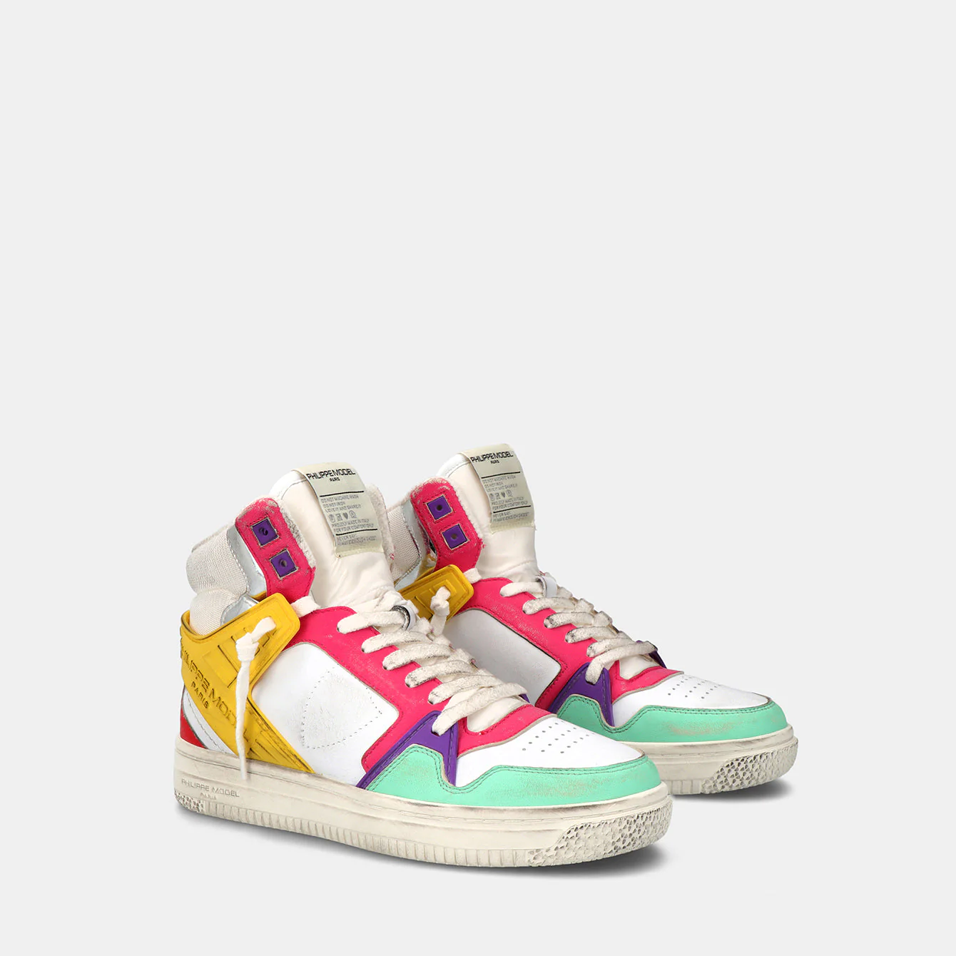 Philippe Model La Grande High Woman LGHDVP02 Veau Fucsia Women"s Sneakers