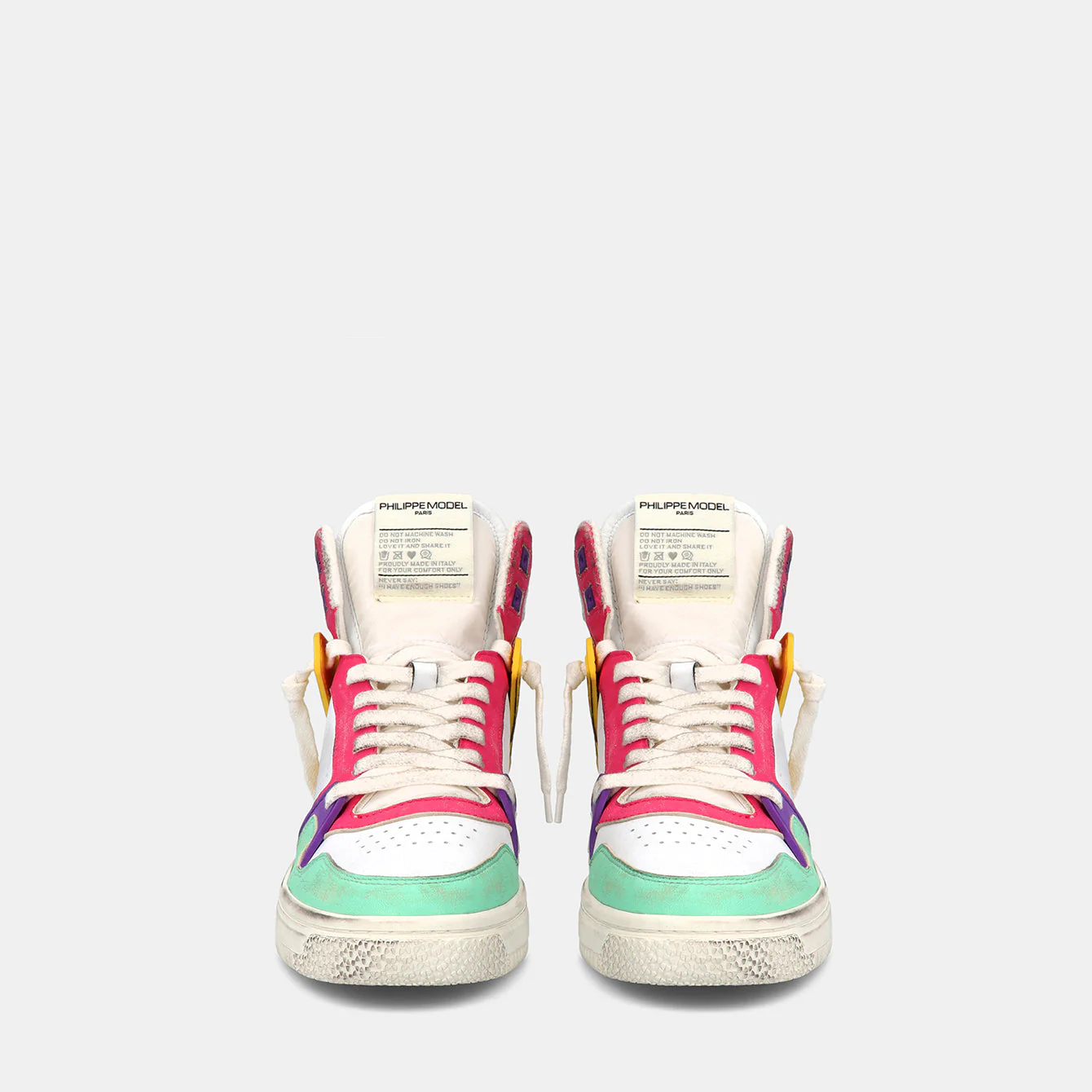 Philippe Model La Grande High Woman LGHDVP02 Veau Fucsia Women"s Sneakers