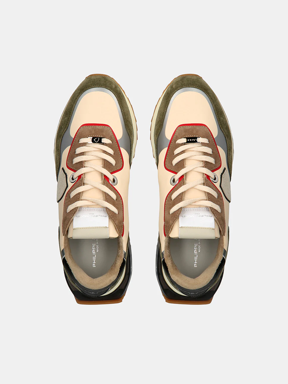 Philippe Model La Rue Low Man LRLUWT04 Mndl Tec Rouge Men"s Sneakers