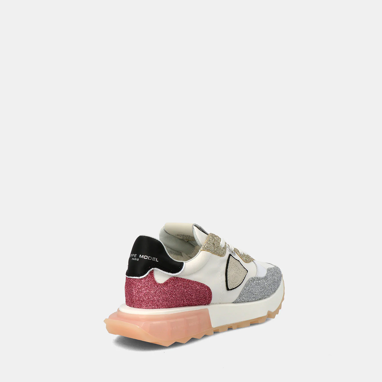 Philippe Model La Rue Low Woman LRLDGT02 Glitter Rose Women"s Sneakers