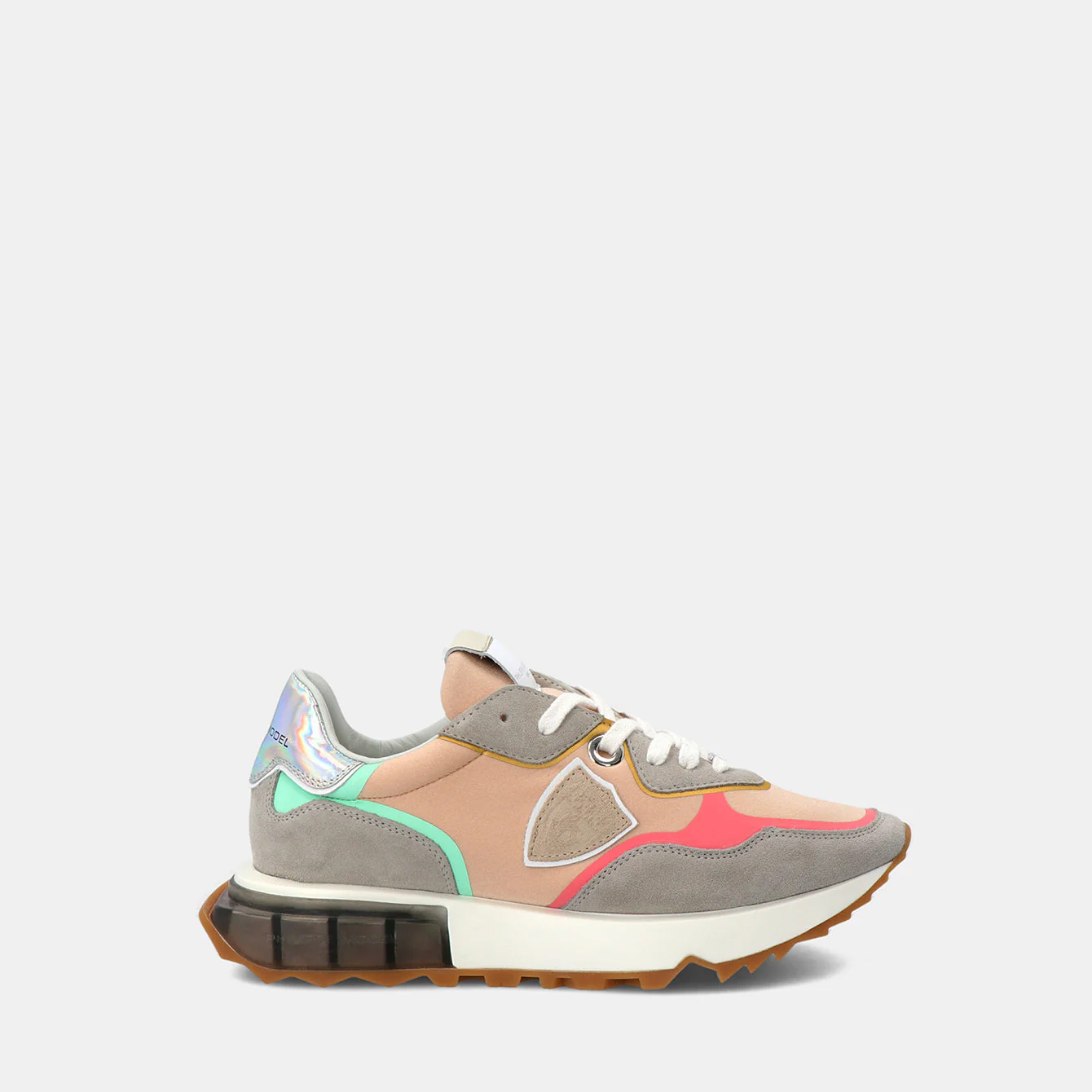 Philippe Model La Rue Low Woman LRLDSTP1 Satin Tech Nude Women"s Sneakers