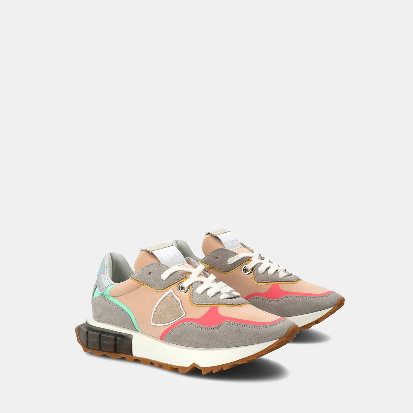 Philippe Model La Rue Low Woman LRLDSTP1 Satin Tech Nude Women"s Sneakers