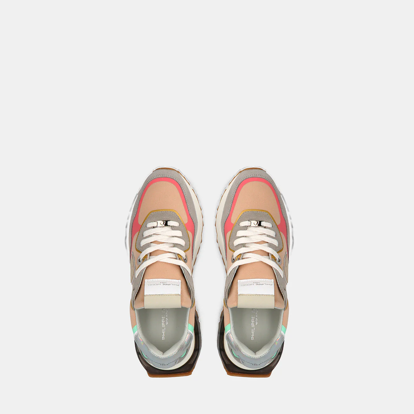 Philippe Model La Rue Low Woman LRLDSTP1 Satin Tech Nude Women"s Sneakers