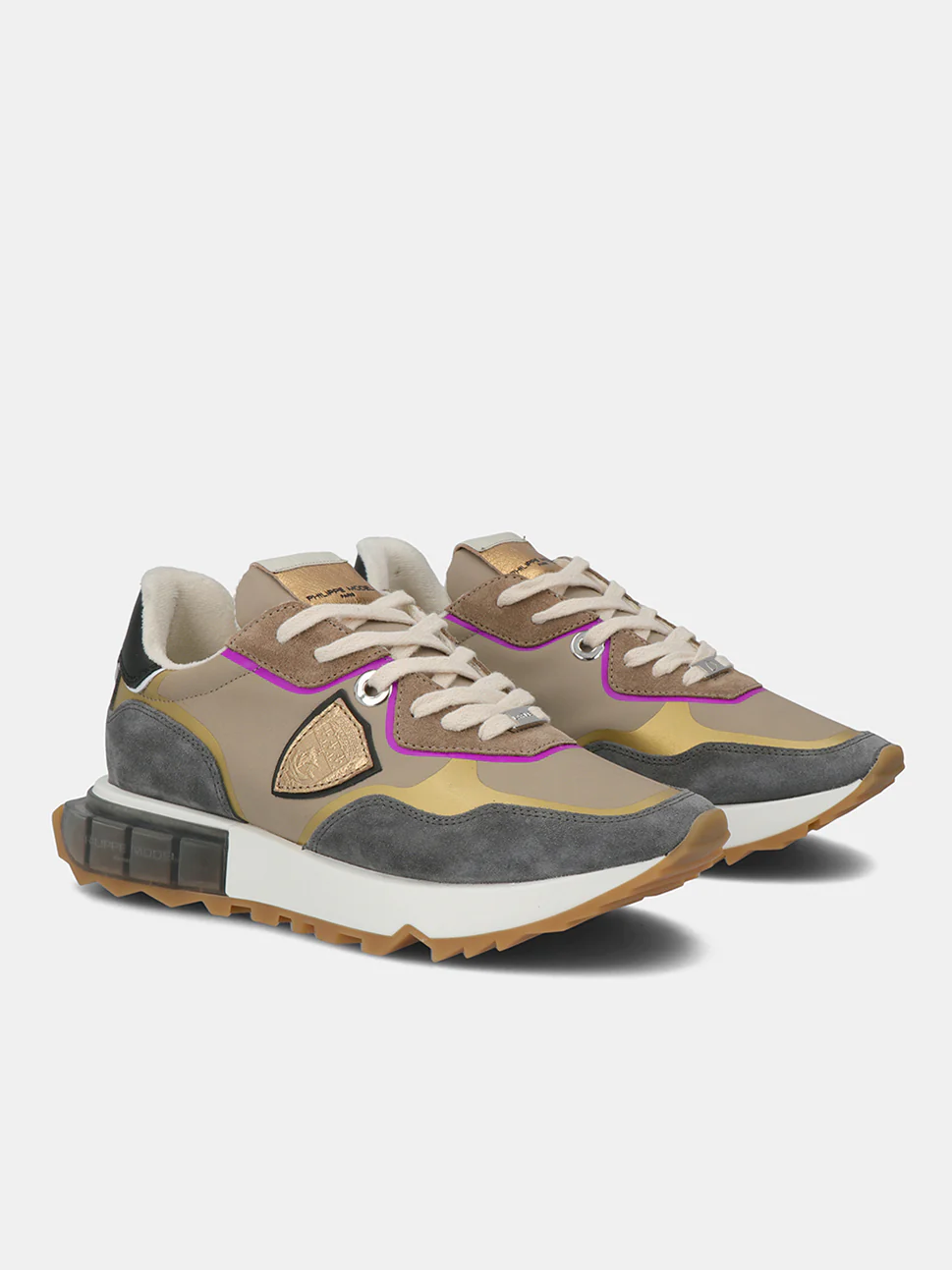 Philippe Model La Rue Low Woman LRLDWT07 Mndl Tec Violet Women"s Sneakers