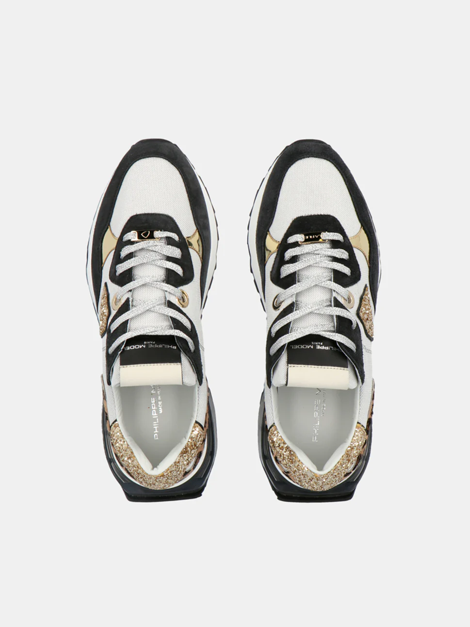 Philippe Model La Rue Low Woman PMPE21LRLDGR01 Gltr Argnt Noir Women"s Sneakers