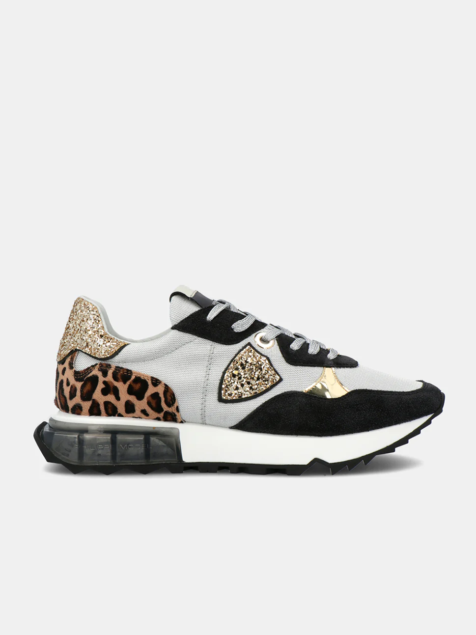 Philippe Model La Rue Low Woman PMPE21LRLDGR01 Gltr Argnt Noir Women"s Sneakers