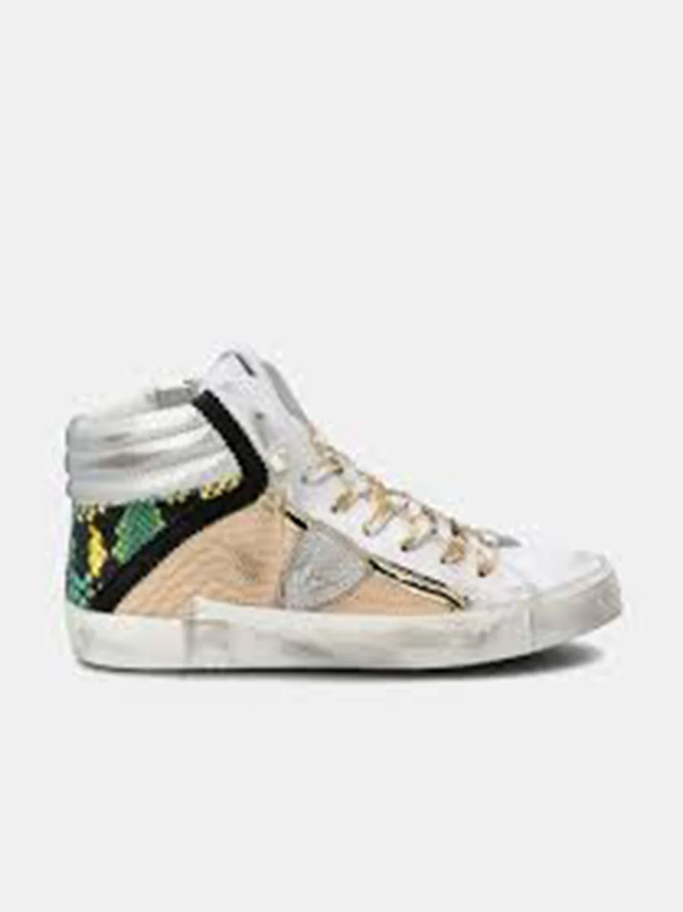 Philippe Model Prsx High Woman PRHDAR01 Anml Beige Vert Women"s Sneakers