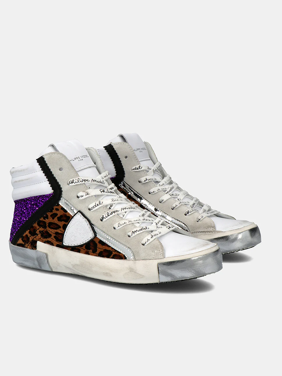 Philippe Model Prsx High Woman PRHDXL03 Mix Blanc Vilet Women"s Sneakers