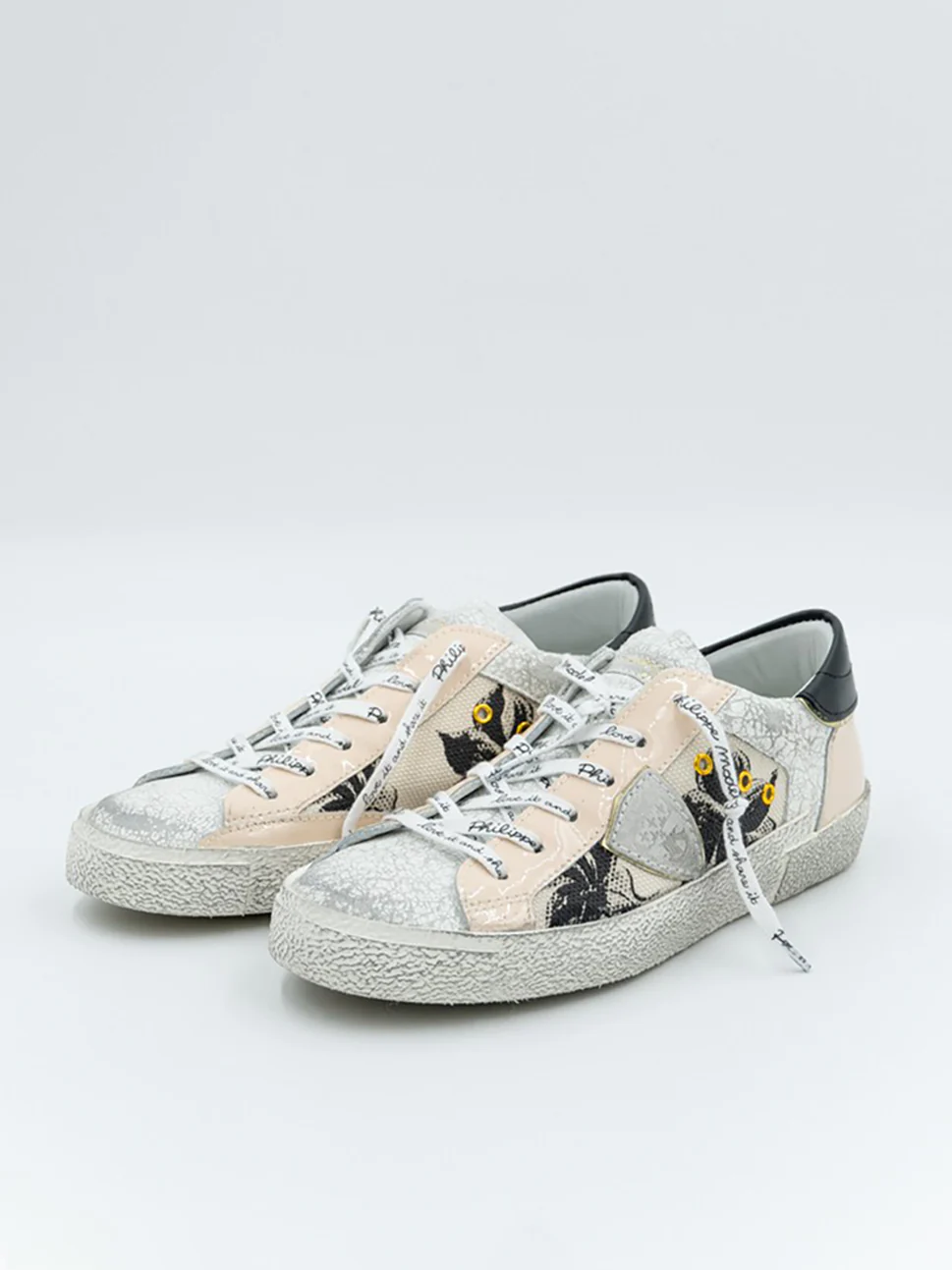 Philippe Model Prsx Low Woman PRLDFL01 Fleurs Rose Women"s Sneakers