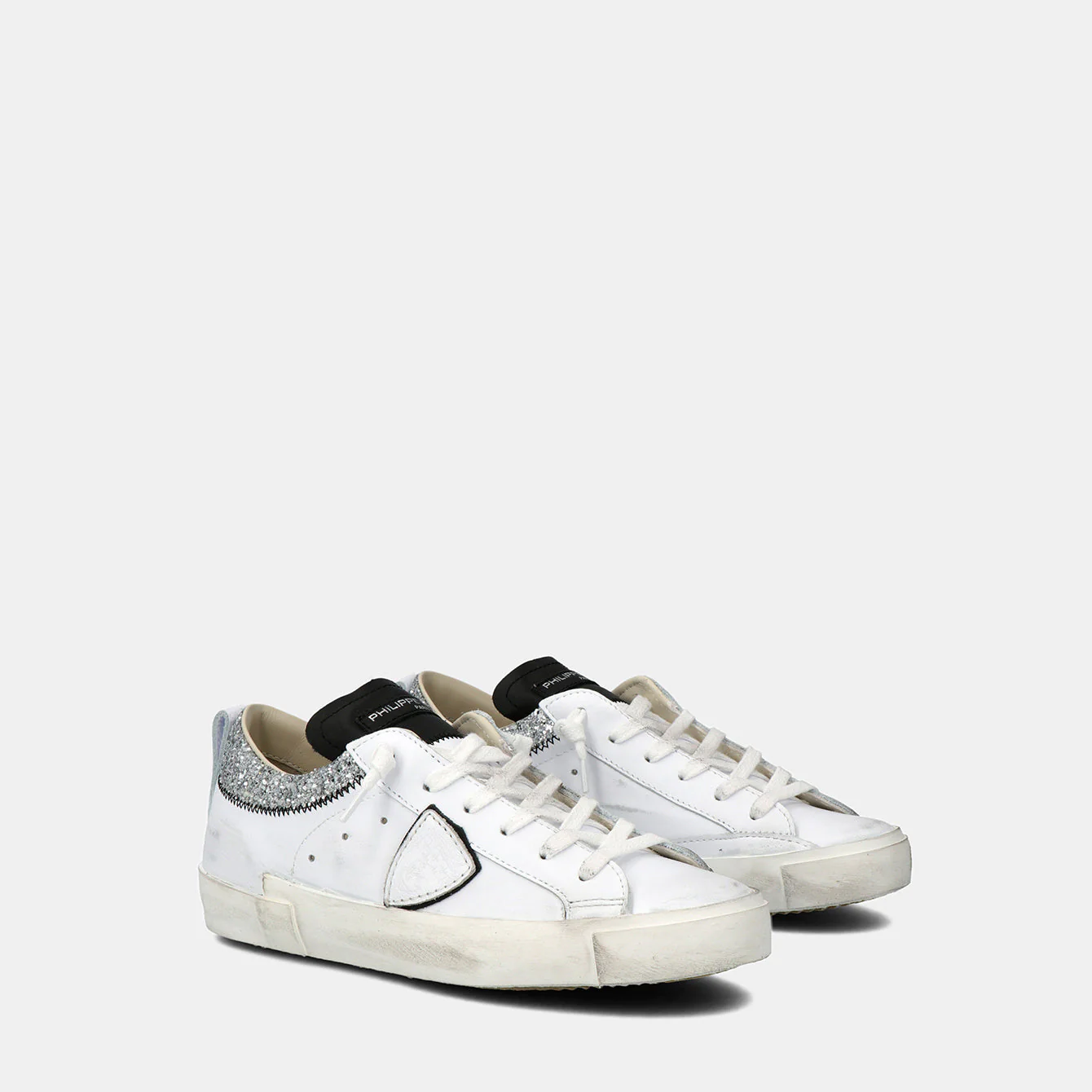 Philippe Model Prsx Low Woman PRLDVCG1 Glitter Argent Women"s Sneakers