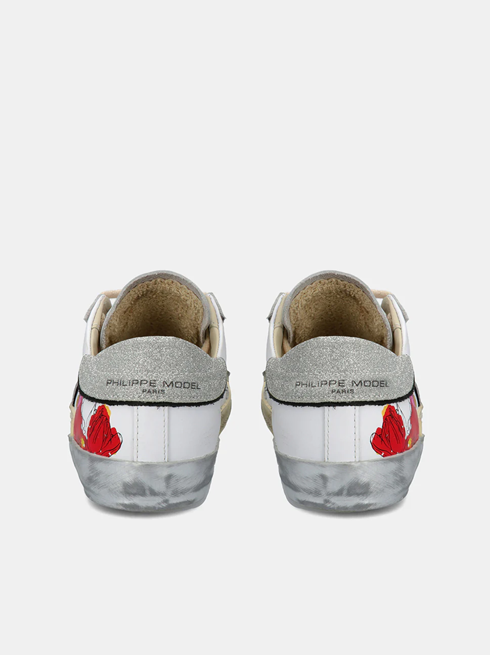 Philippe Model Prsx Low Woman PRLDVEF1 Fleurs Blanc Women"s Sneakers