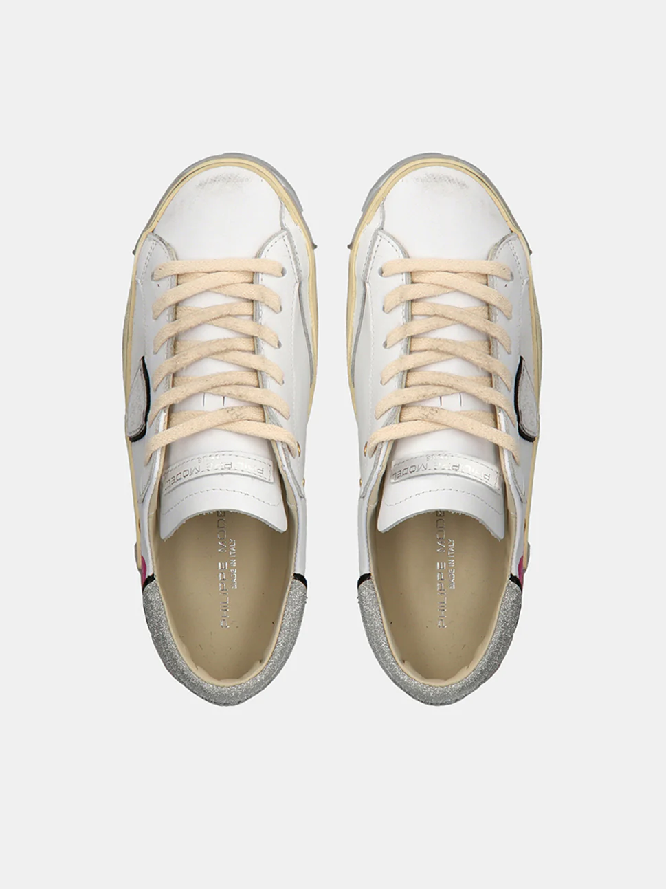 Philippe Model Prsx Low Woman PRLDVEF1 Fleurs Blanc Women"s Sneakers