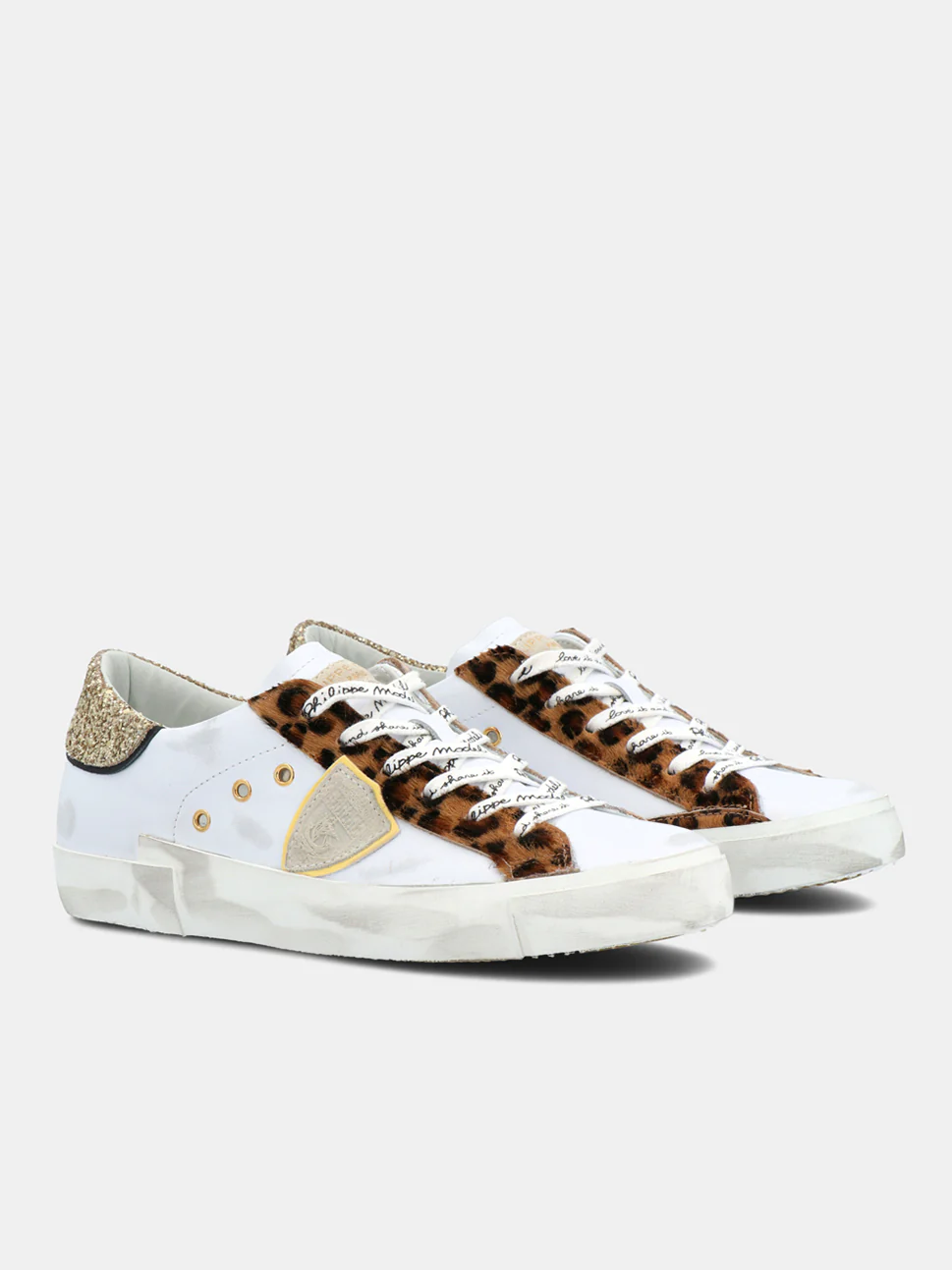 Philippe Model Prsx Low Woman PRLDVGL1 Gltr Anml Beige Women"s Sneakers