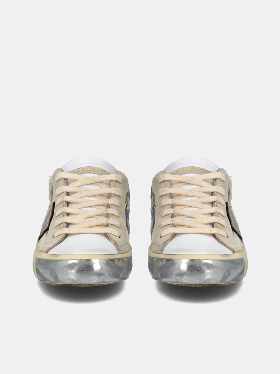 Philippe Model Prsx Low Woman PRLDXC01 Mix Chev Argent Women"s Sneakers