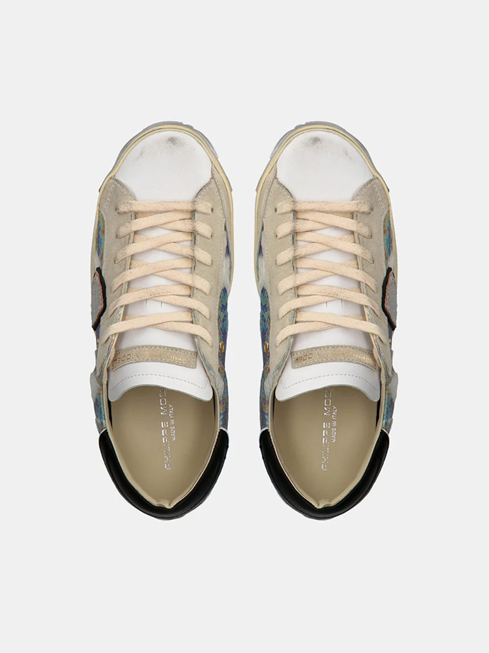 Philippe Model Prsx Low Woman PRLDXC01 Mix Chev Argent Women"s Sneakers