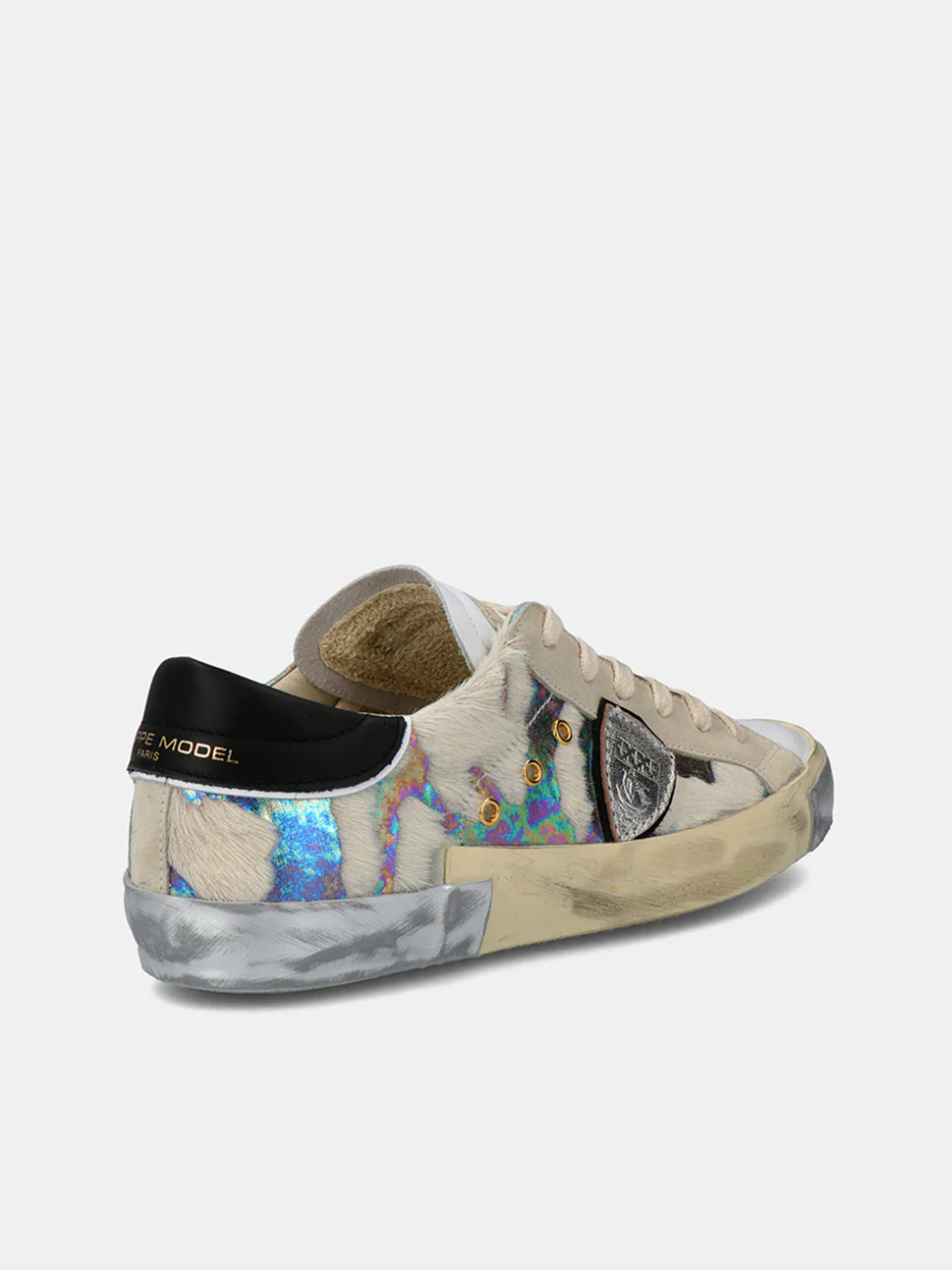 Philippe Model Prsx Low Woman PRLDXC01 Mix Chev Argent Women"s Sneakers