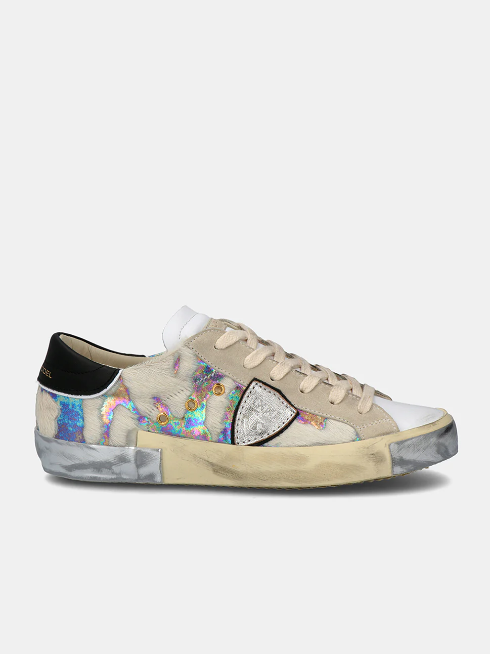 Philippe Model Prsx Low Woman PRLDXC01 Mix Chev Argent Women"s Sneakers