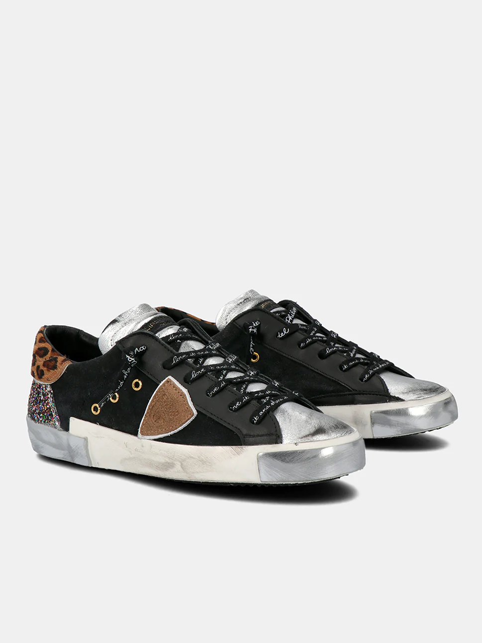 Philippe Model Prsx Low Woman PRLDXL02 Mix Noir Argent Women"s Sneakers