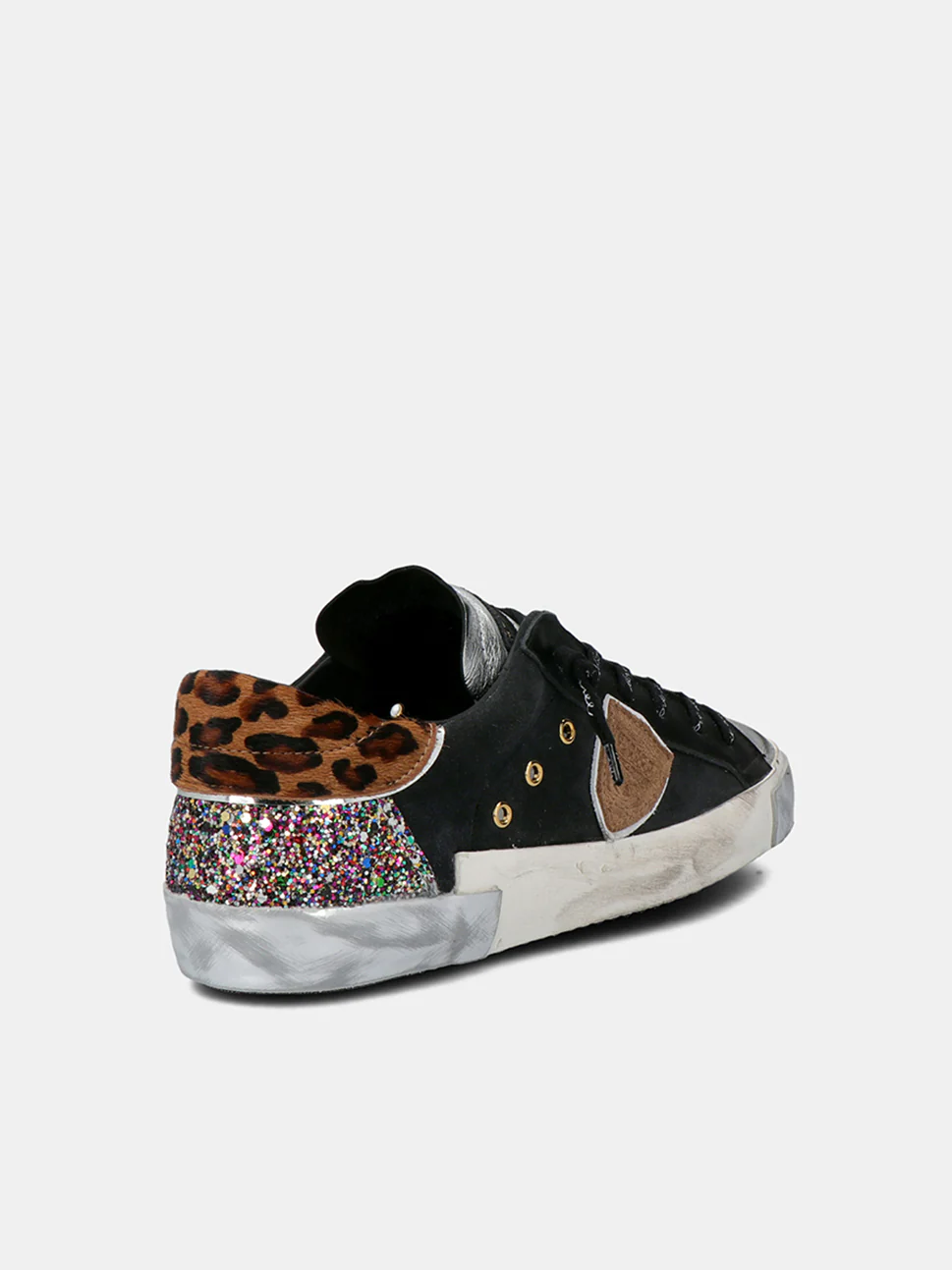 Philippe Model Prsx Low Woman PRLDXL02 Mix Noir Argent Women"s Sneakers