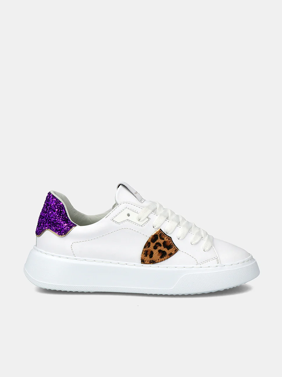 Philippe Model Temple Low Woman BTLDVG03 Glitter Violet Women"s Sneakers