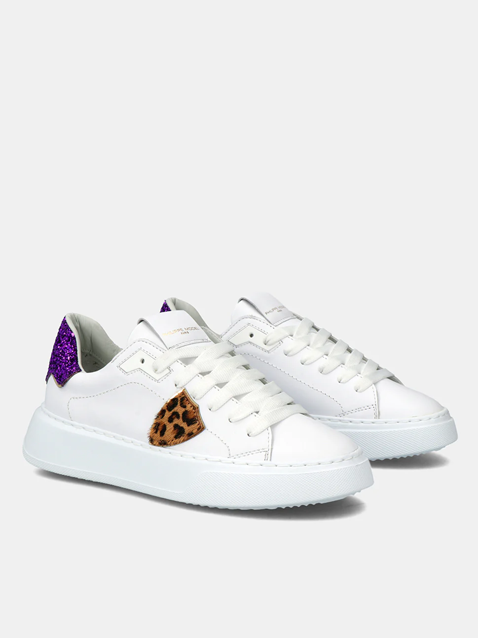 Philippe Model Temple Low Woman BTLDVG03 Glitter Violet Women"s Sneakers