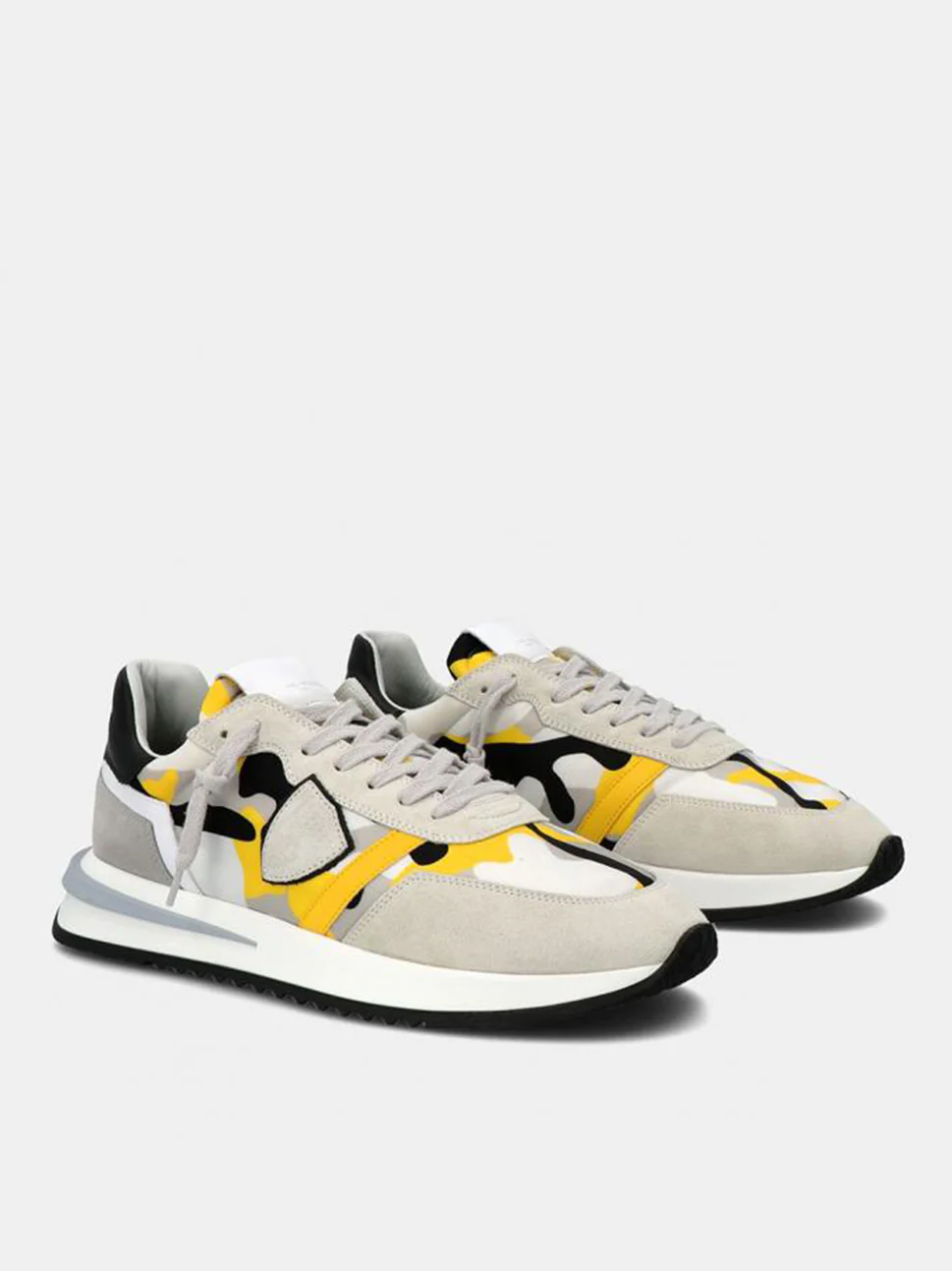 Philippe Model Tropez 21 Low Man TYLUCP03 Camo Gris Jaune Men"s Sneakers