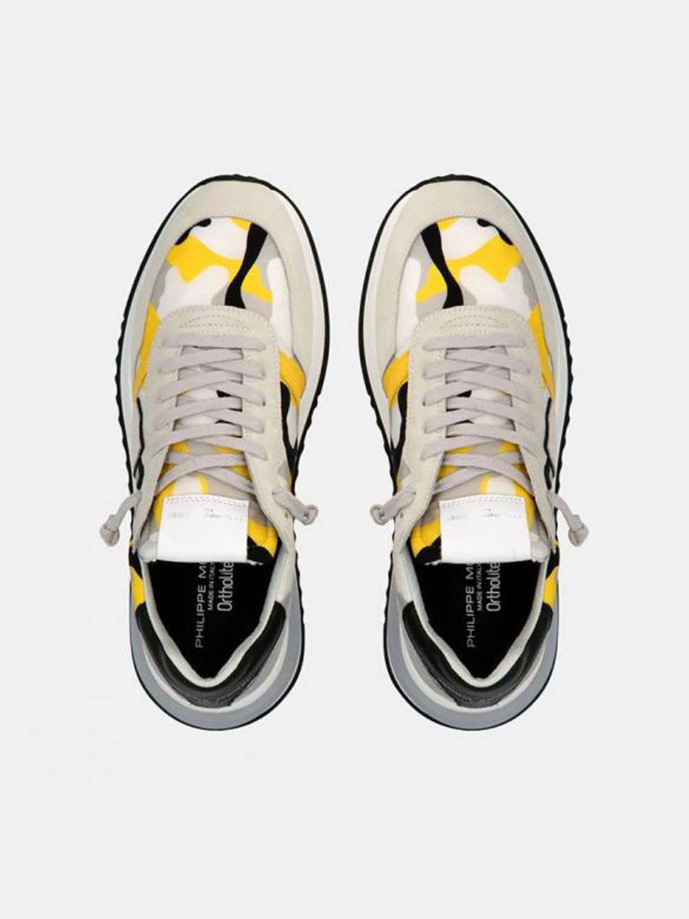 Philippe Model Tropez 21 Low Man TYLUCP03 Camo Gris Jaune Men"s Sneakers