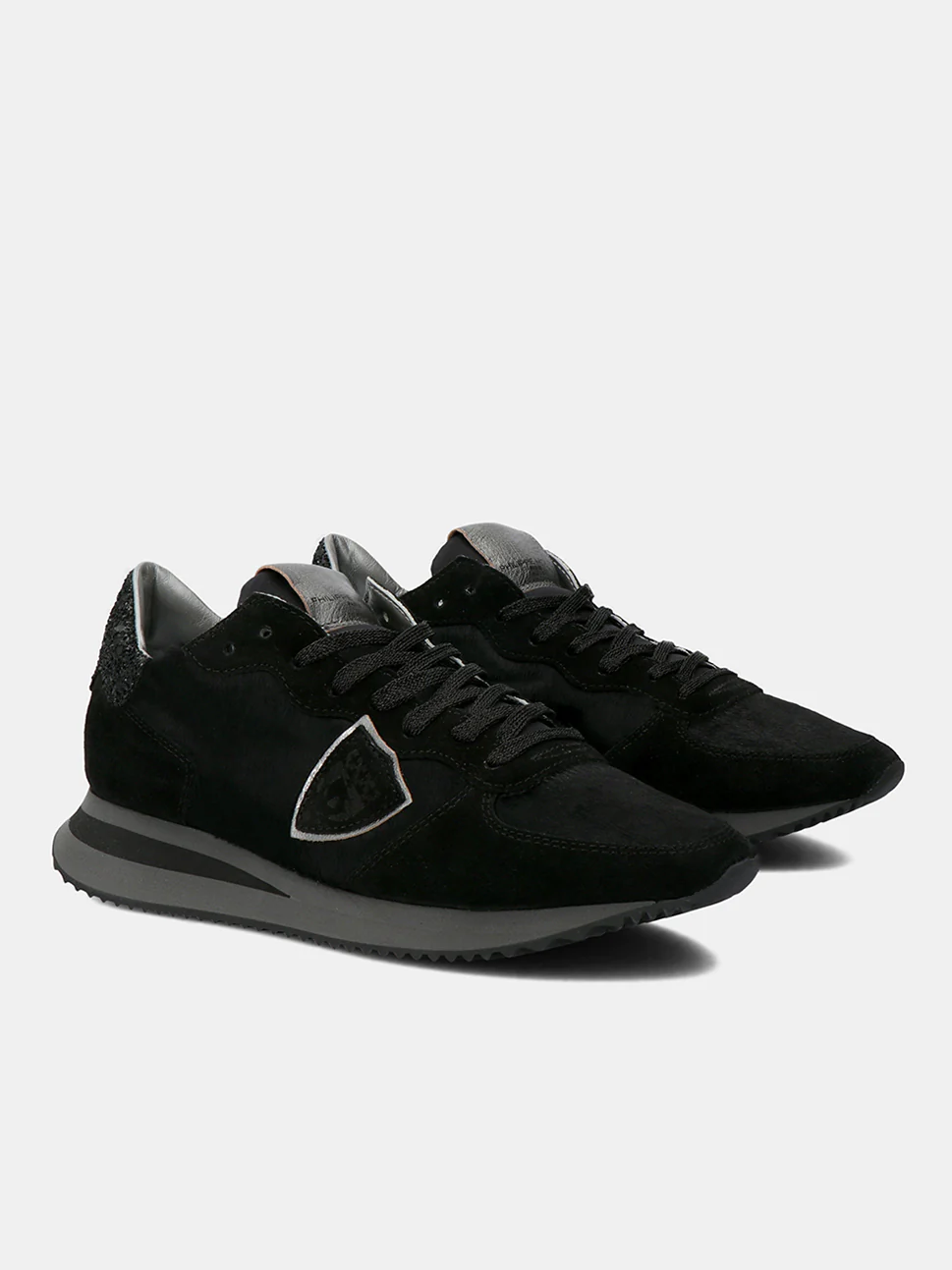 Philippe Model Trpx Low Woman TZLDPNY1 Pony Noir Argnt Women"s Sneakers