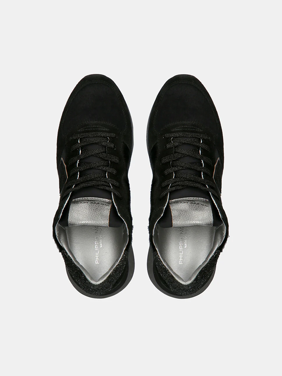 Philippe Model Trpx Low Woman TZLDPNY1 Pony Noir Argnt Women"s Sneakers