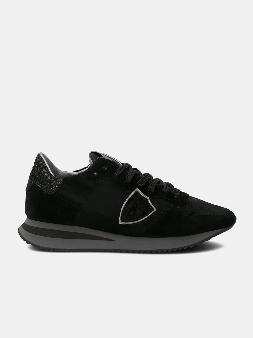 Philippe Model Trpx Low Woman TZLDPNY1 Pony Noir Argnt Women"s Sneakers
