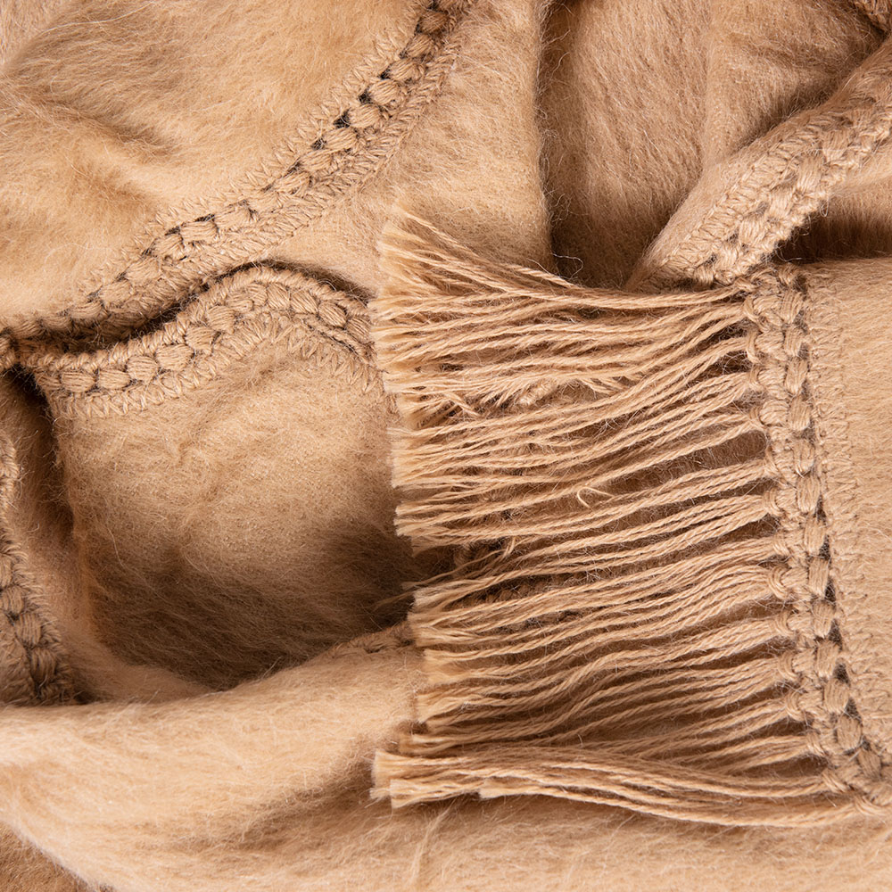 poncho wool coat with scarf beige