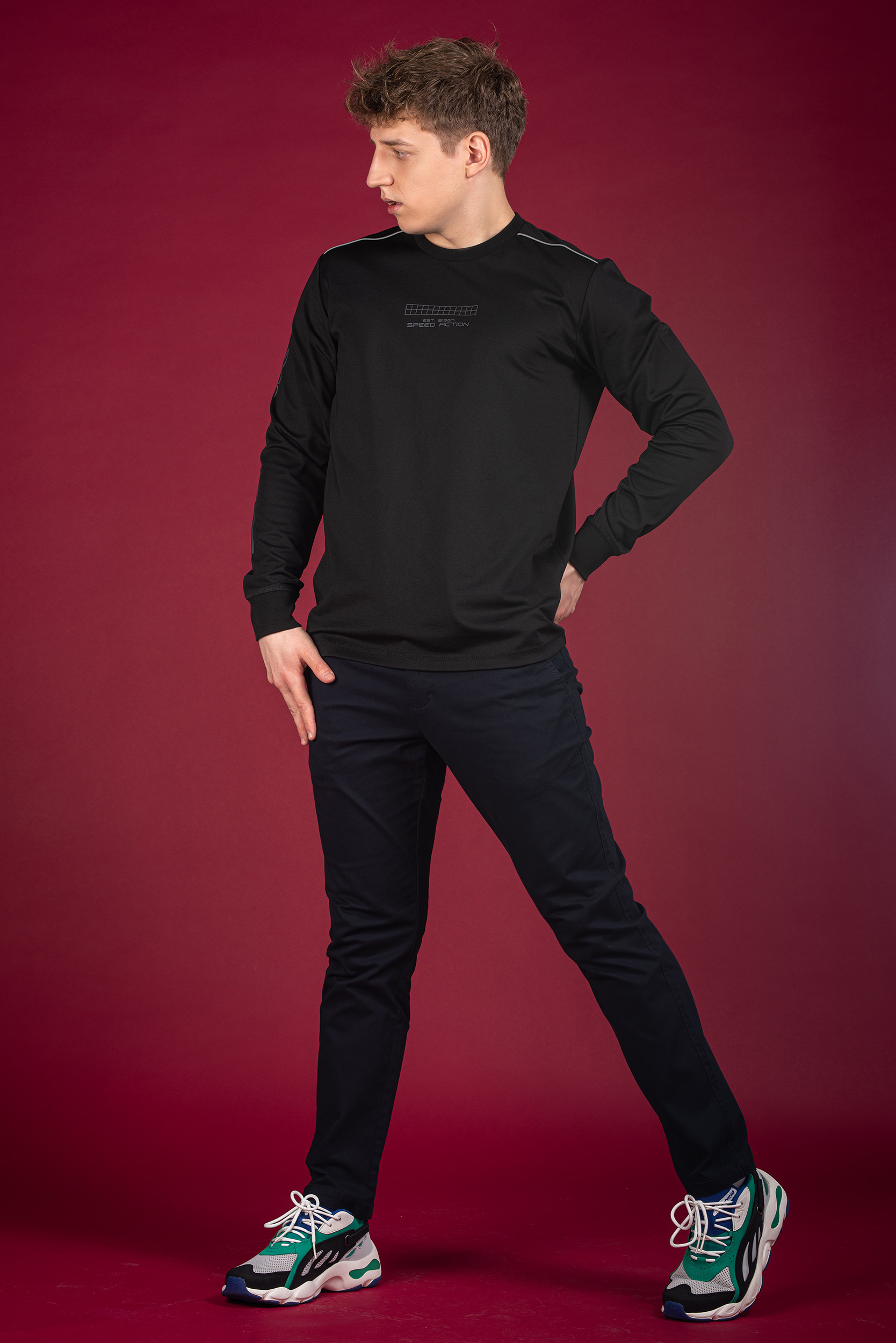 Ribbed Neck and Cuff Knitted T-Shirt