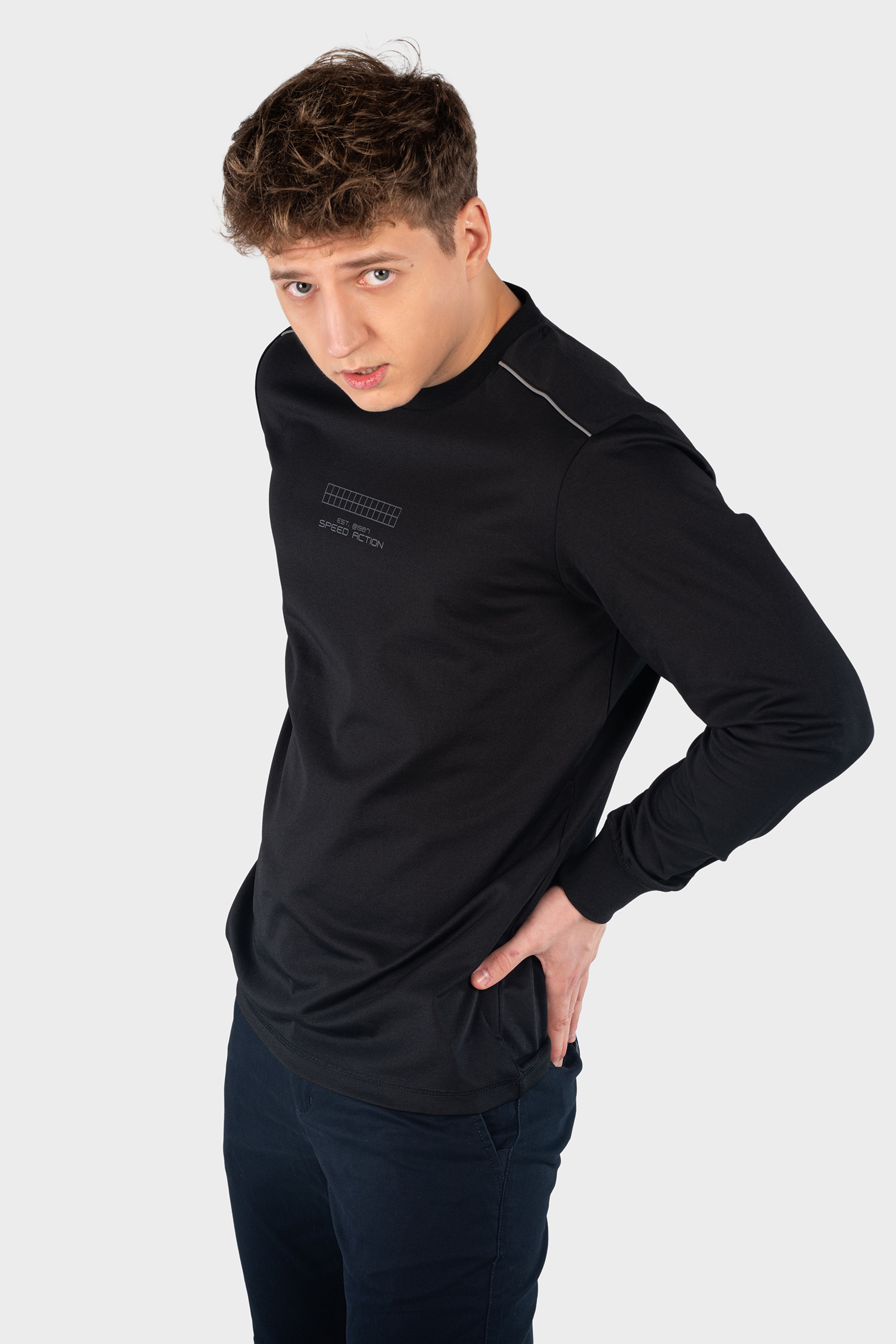 Ribbed Neck and Cuff Knitted T-Shirt