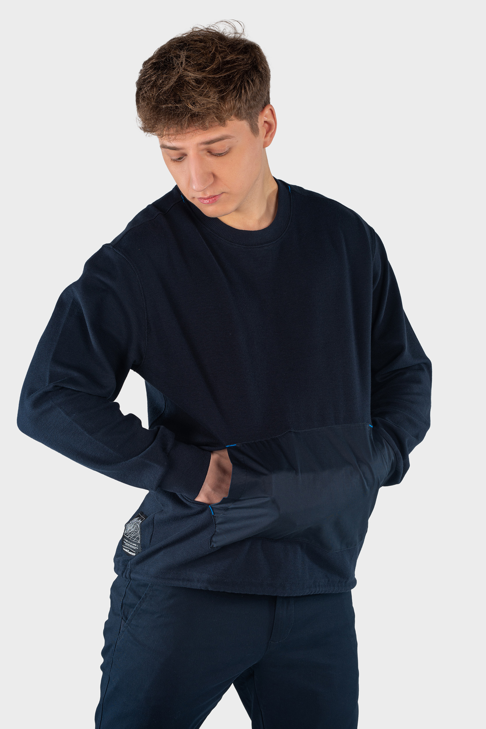 Ribbed Neck Knitted T-Shirt