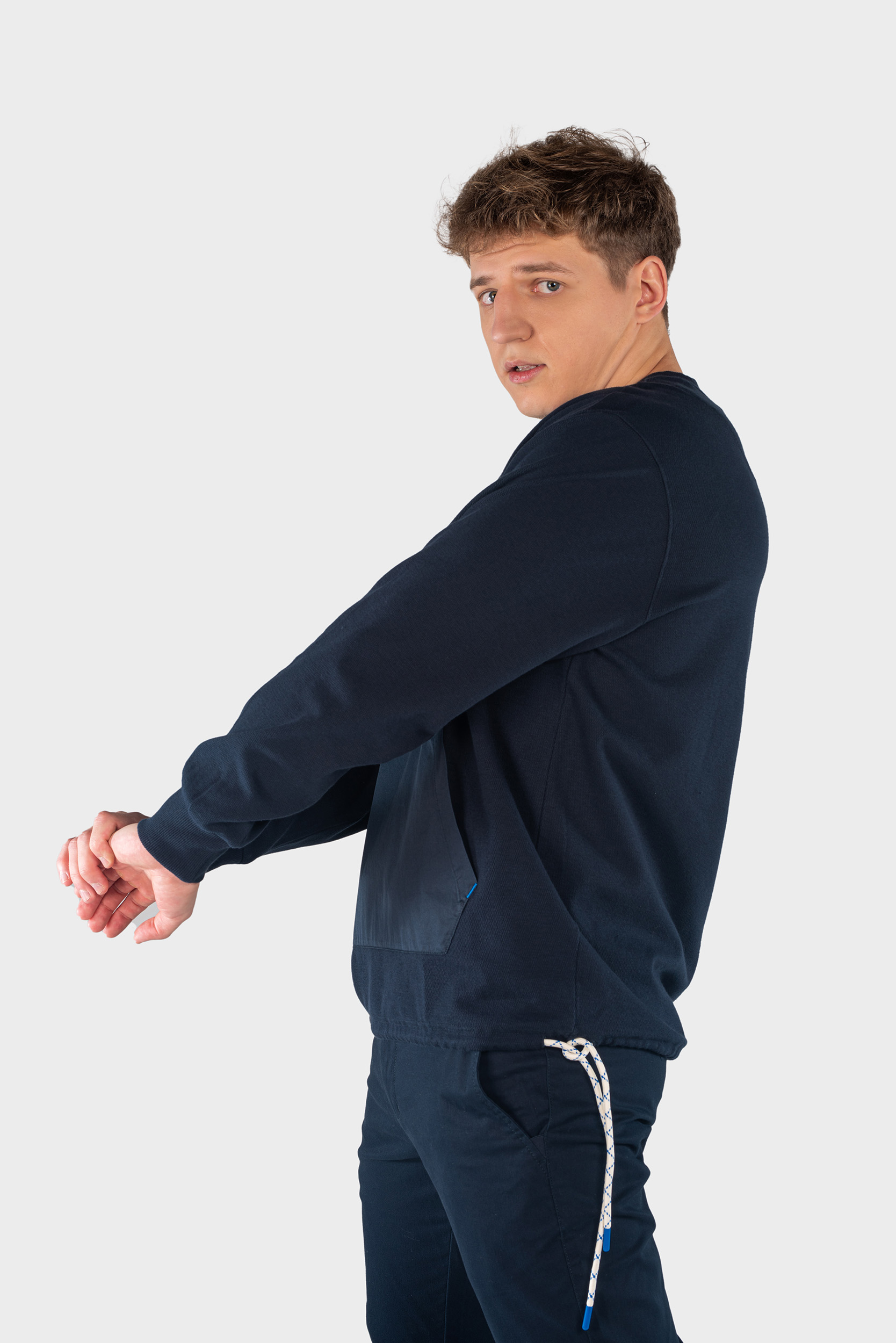 Ribbed Neck Knitted T-Shirt