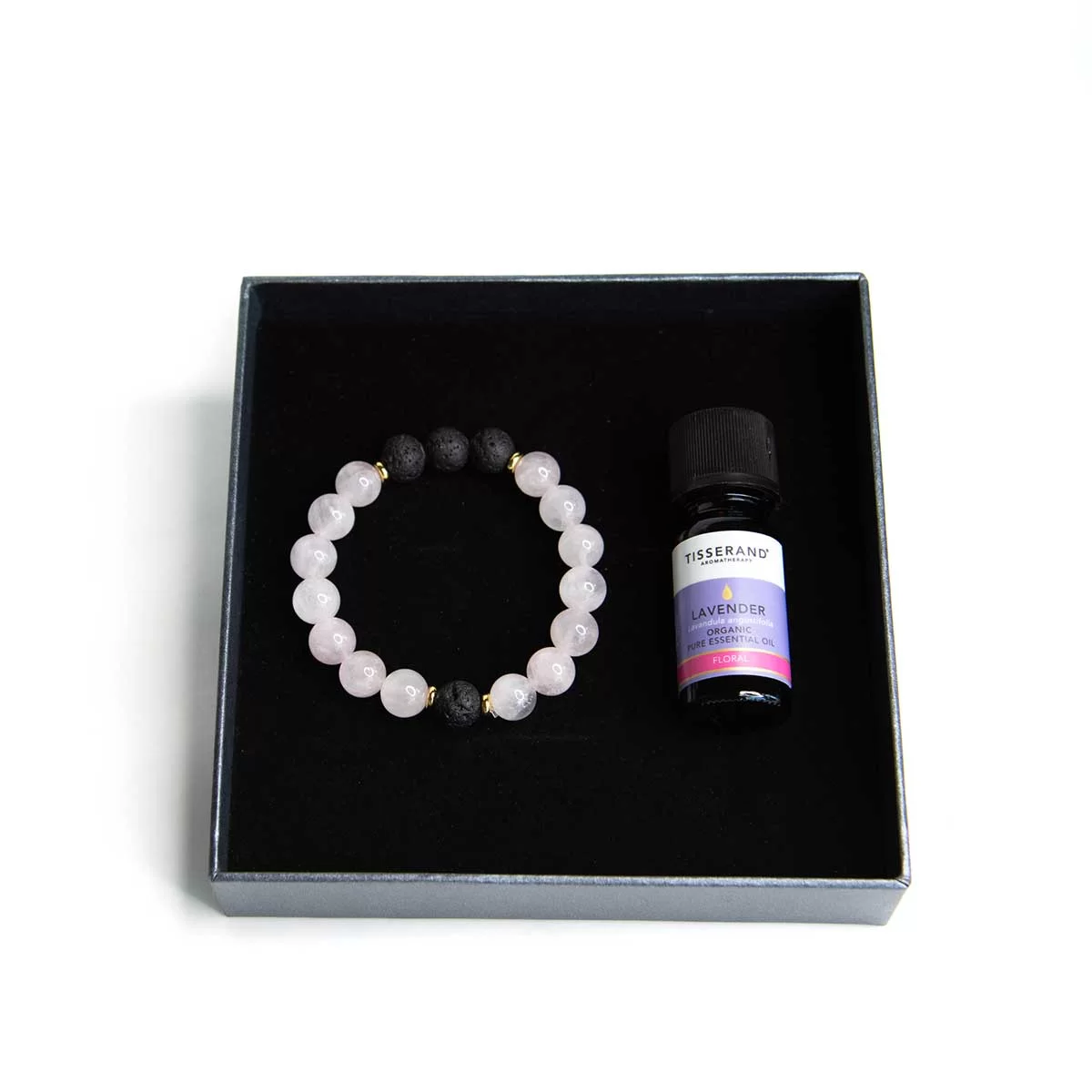 Rose Quartz & Lava Bracelet + Lavender Oil