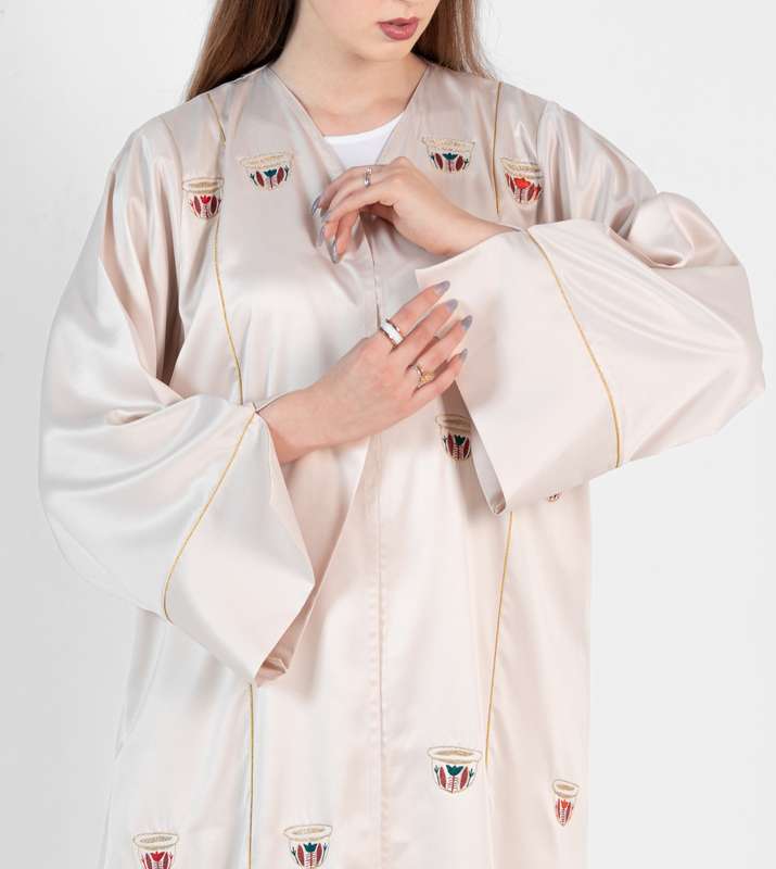 Abaya Bisht with Coffe cup Mix Colors  Embroidery Design